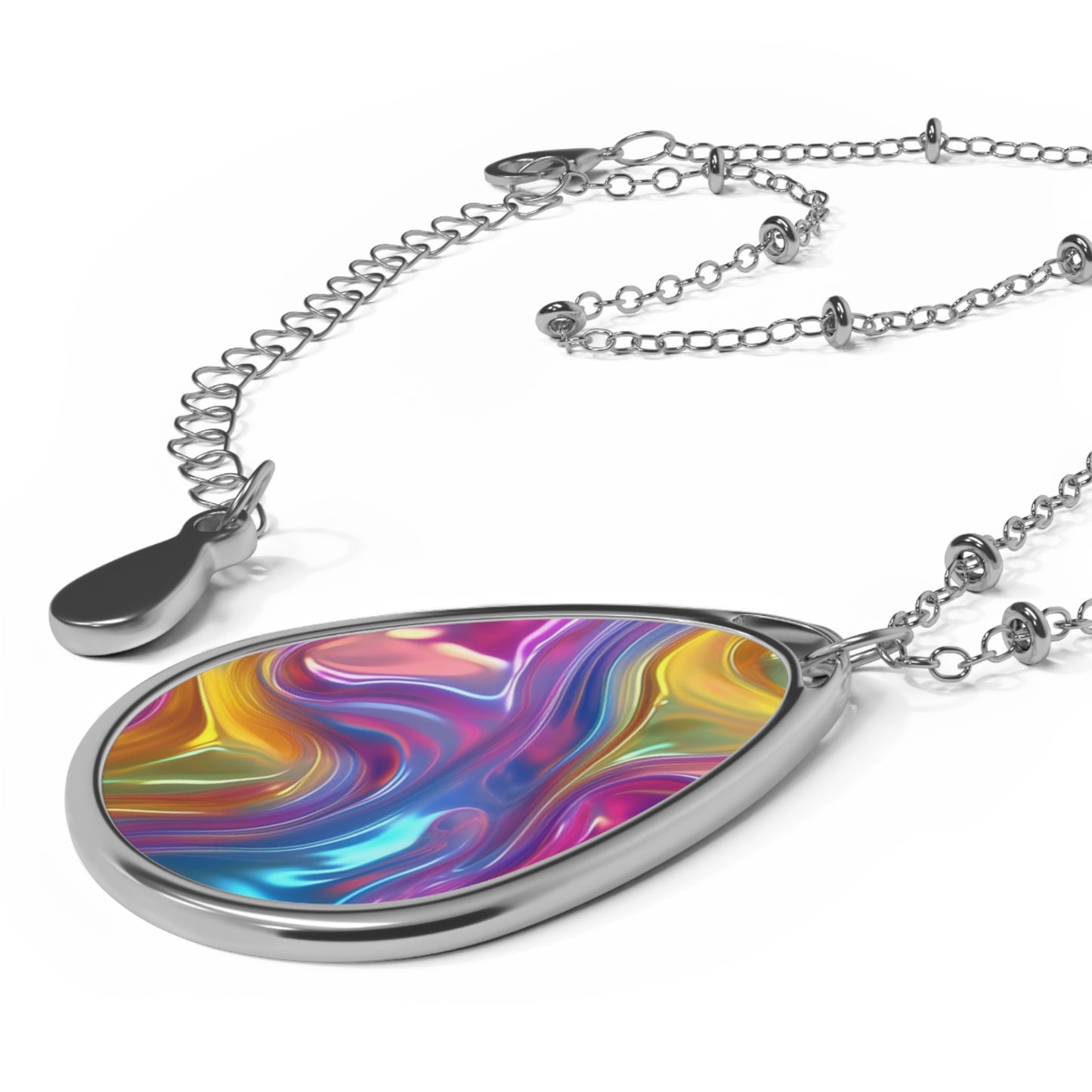 Vibrant Oval Necklace, Colorful Pendant Jewelry, Unique Gift for Her, Boho Style Jewelry, Festival Accessory, Anniversary Present