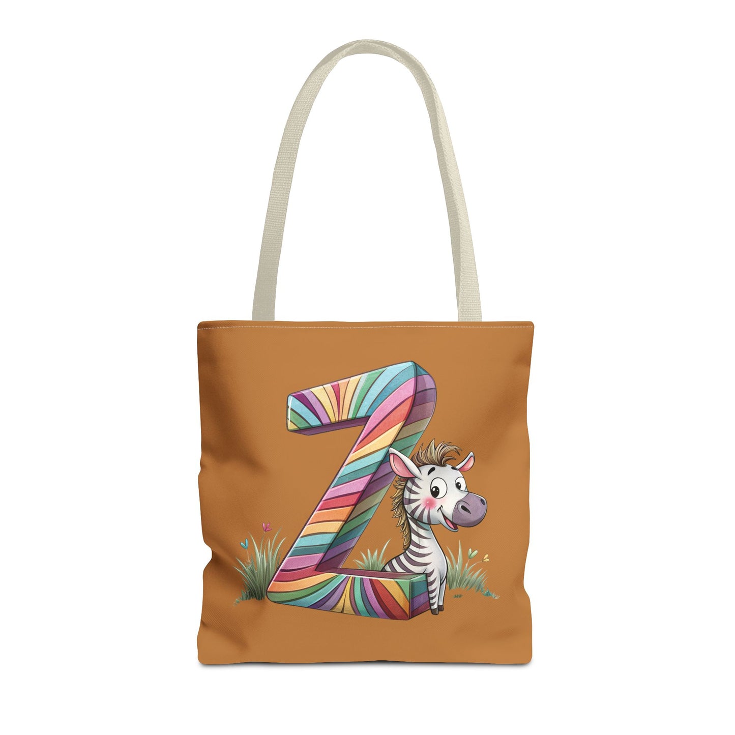 Colorful Zebra Initial Tote Bag, Kids' Backpack, Fun Reusable Shopping Bag, Cute Gift for Animal Lovers, Eco-Friendly, Alphabet Design