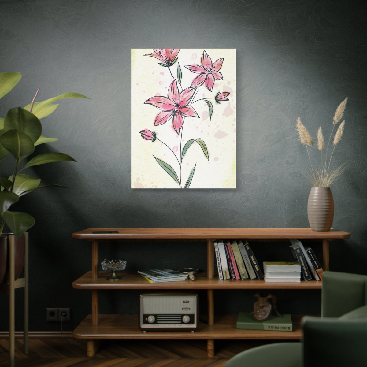 Matte Canvas, Stretched, 1.25" Tulips Pink Flowers