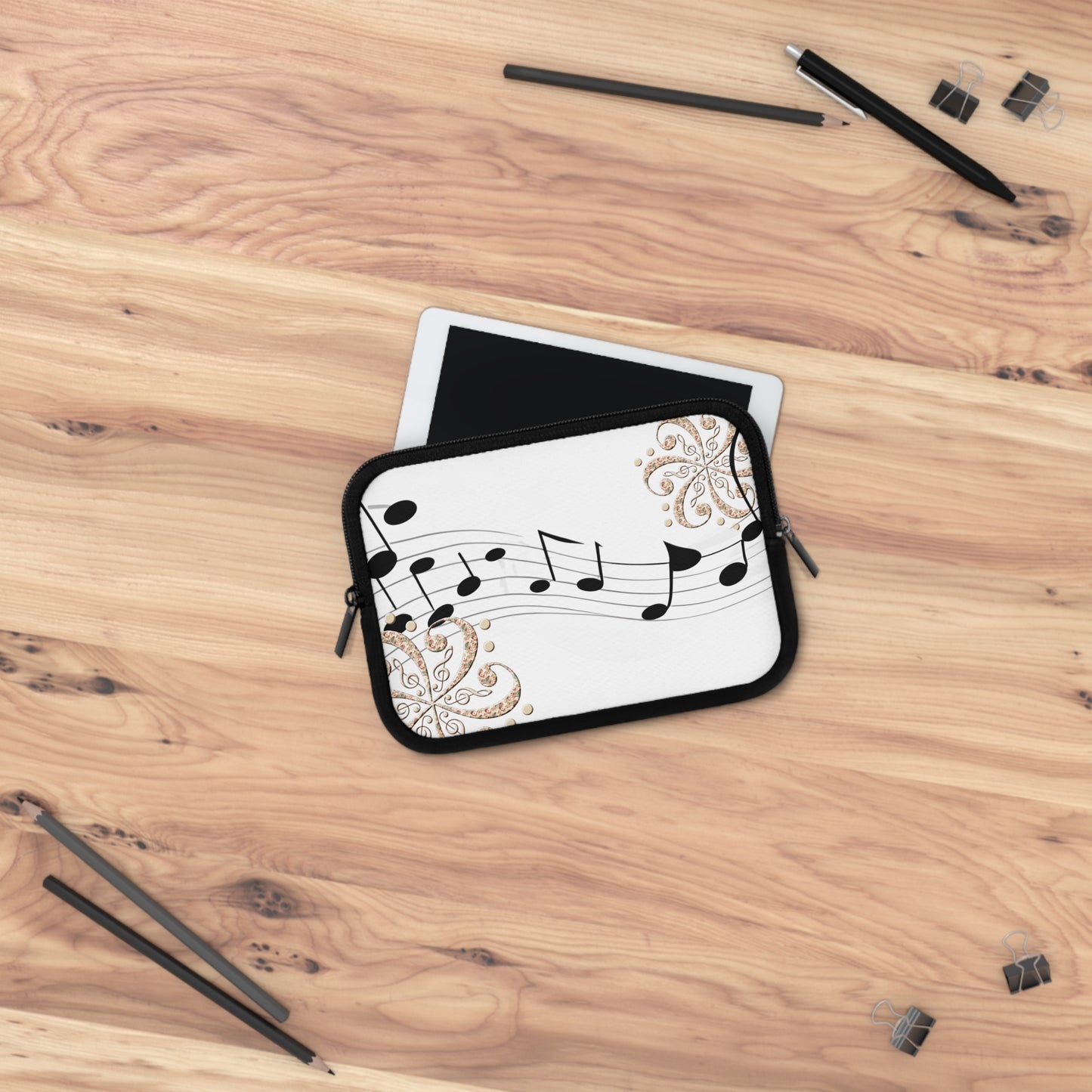 Musical Notes Laptop Sleeve | Perfect Gift for Music Lovers, Stylish Tech Accessory, Holiday Gift, Decor for Home Office, Music-Themed
