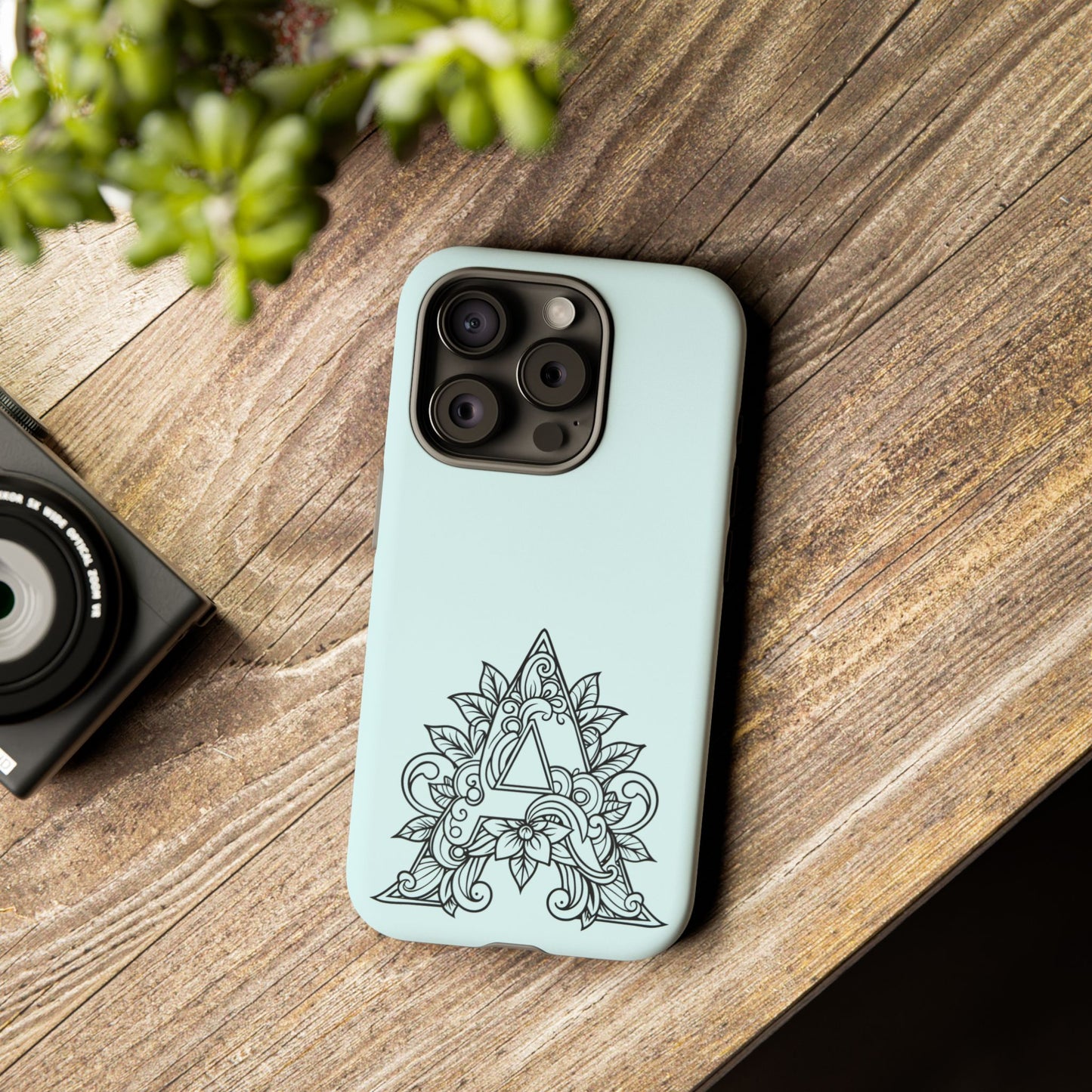 Personalized Tough Phone Case, Floral Monogram Cell Phone Cover, Custom Protective Case, Unique Gift, Birthday, Graduation