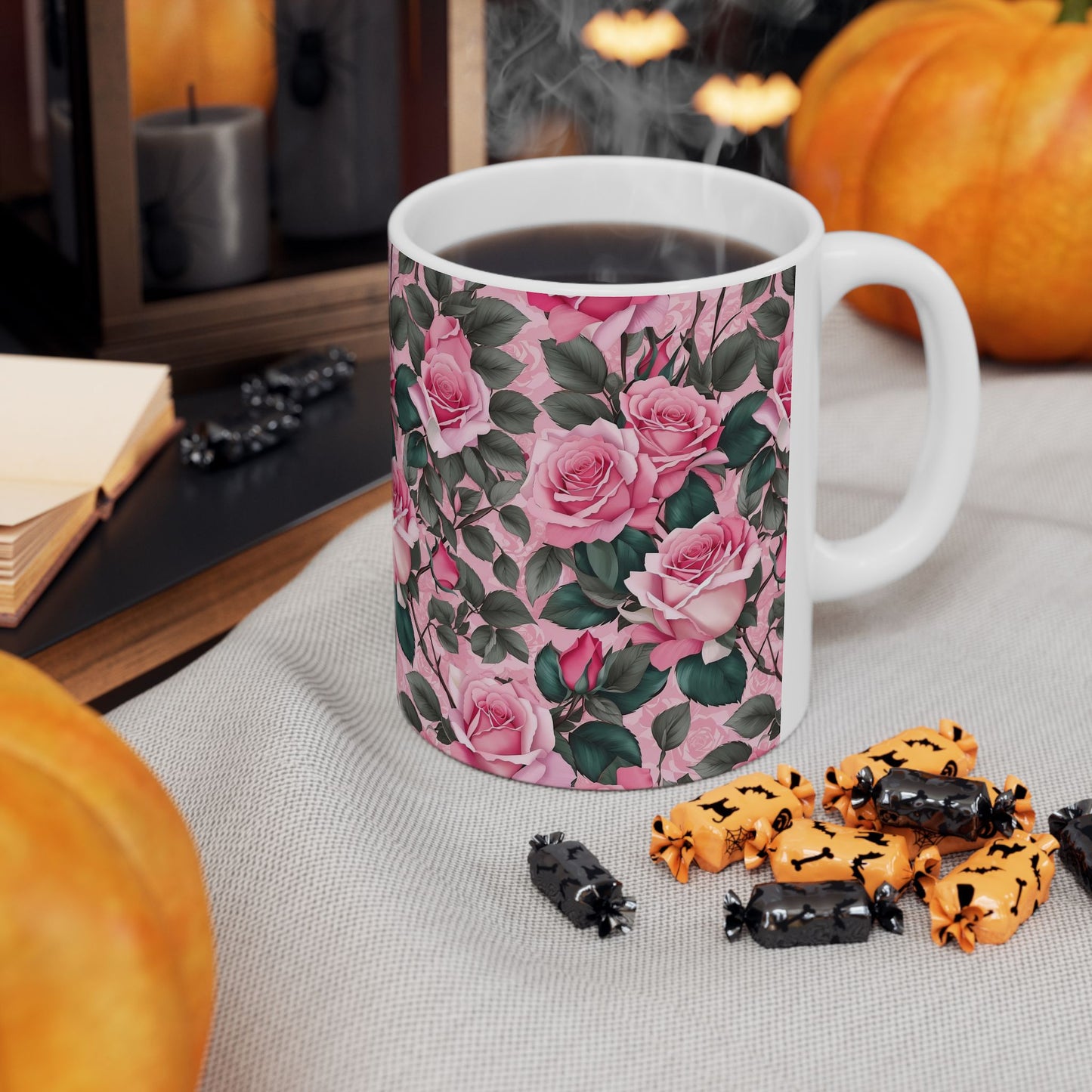 Floral Rose Ceramic Mug - Perfect Gift for Coffee Lovers, Tea, Mother's Day, Birthday, Home Decor, Kitchenware