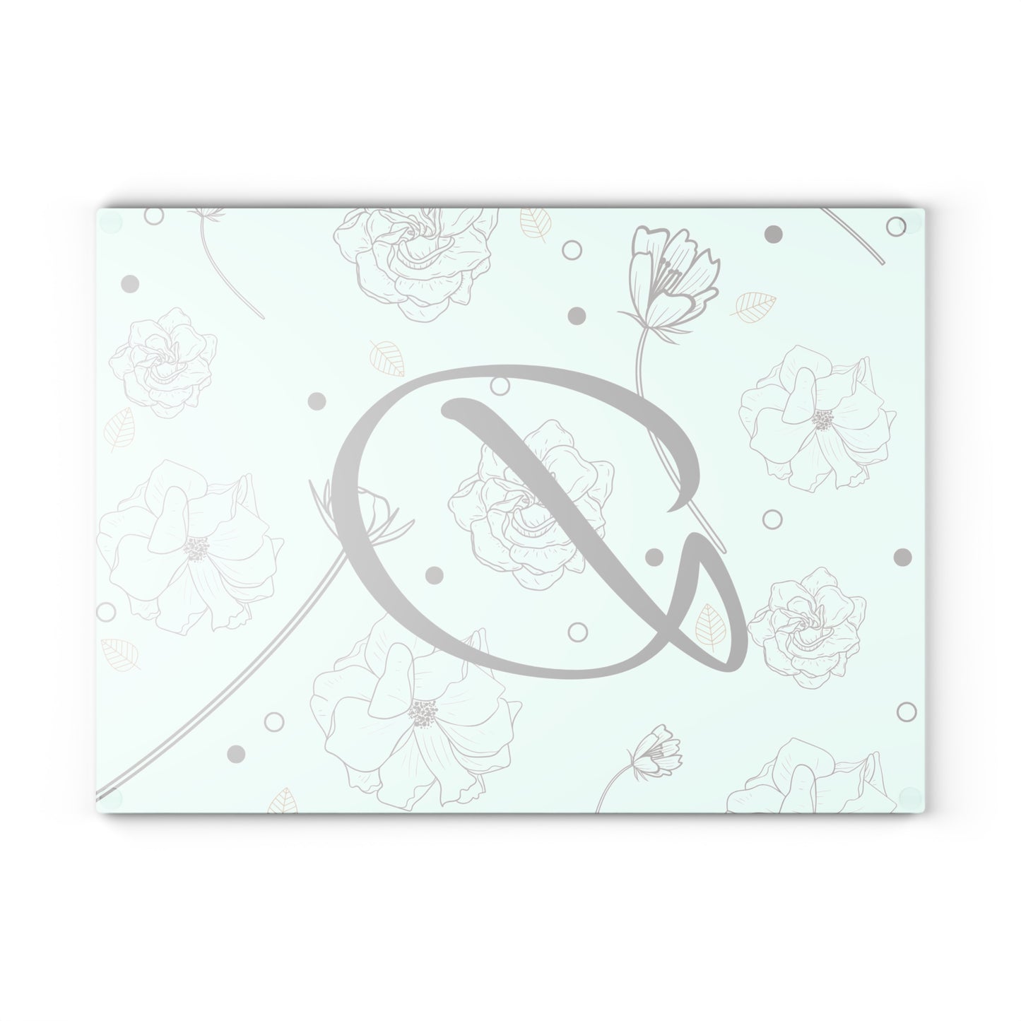 Personalized Floral Glass Cutting Board, Custom Kitchen Decor, Monogrammed Gift, Wedding Gift, Cooking Accessories, Housewarming