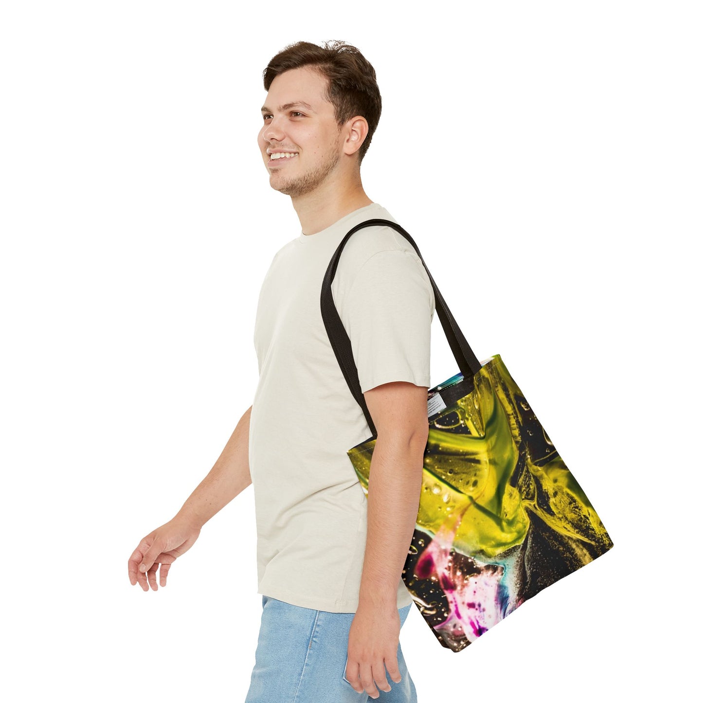 Vibrant Abstract Art Tote Bag, Colorful Reusable Shopper