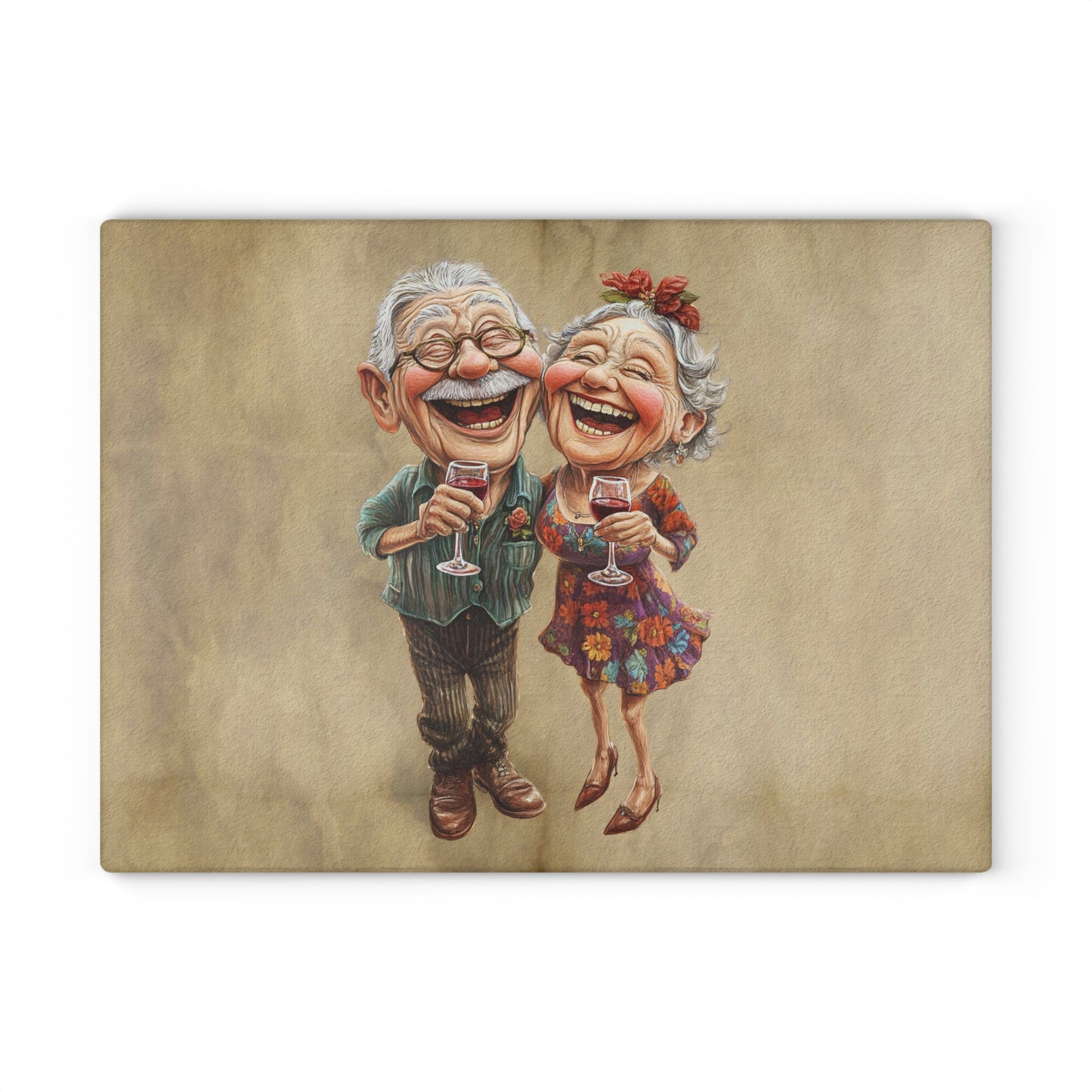 Whimsical Glass Cutting Board for Entertaining, Perfect Gift for Grandparents, Kitchen Decor, Family Gatherings, Housewarming