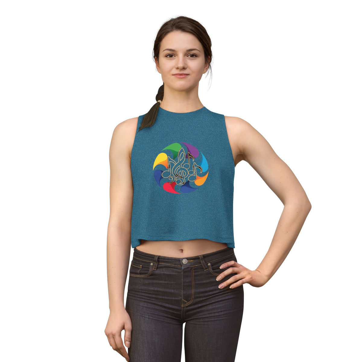 Music Note Mandala Crop Top – Colorful Boho Festival Tank