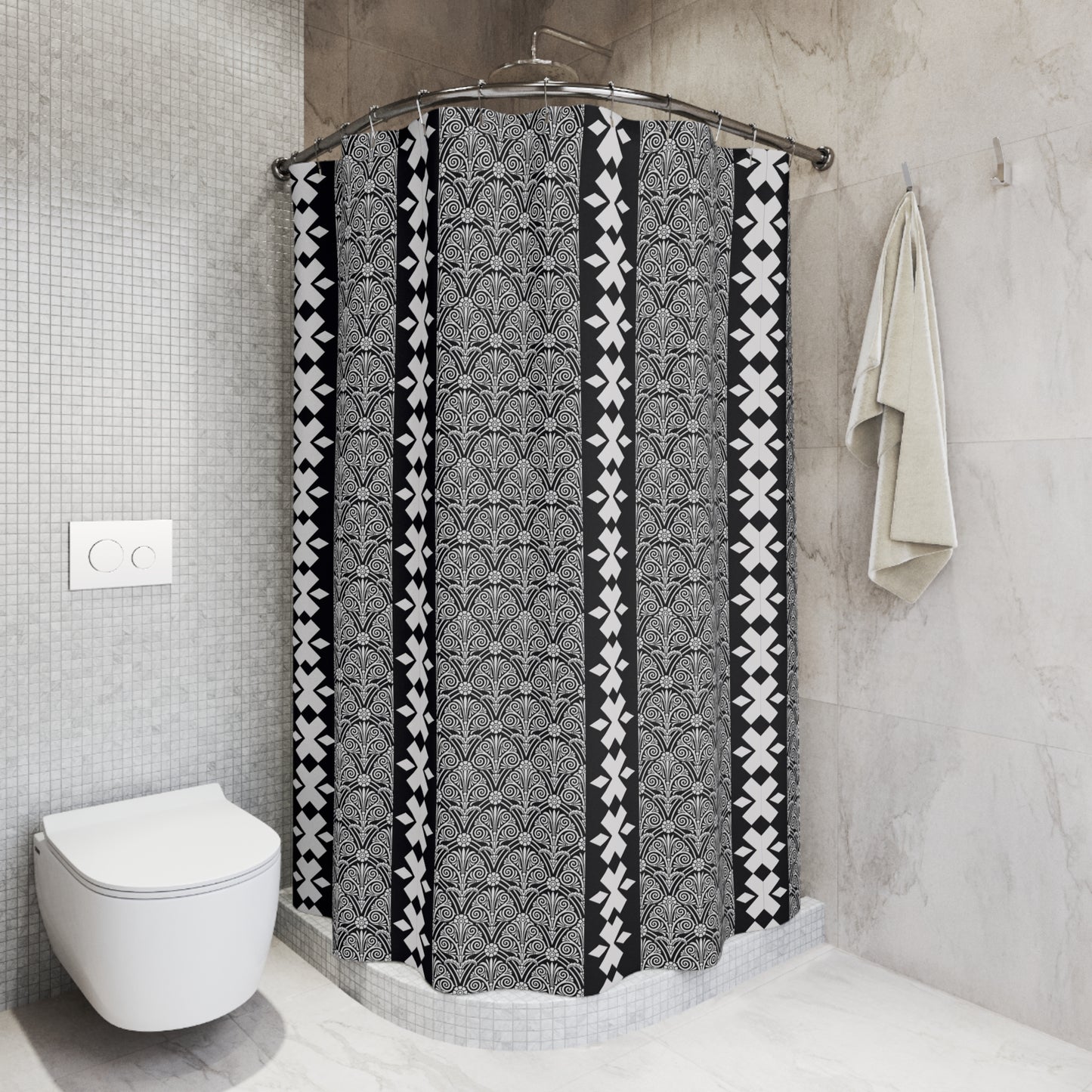 Elegant Geometric Shower Curtains, Stylish Bathroom Decor, Modern Home Accessory, Gift for Housewarming, Black and White Design