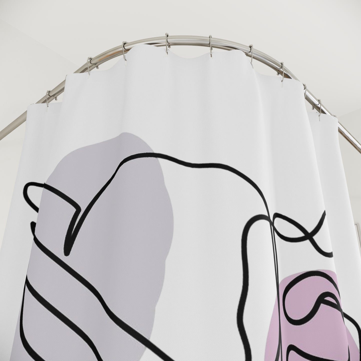 Chic Line Art Shower Curtain, Modern Bathroom Decor, Floral Design, Stylish Gift for Her, Art-inspired Home Accent