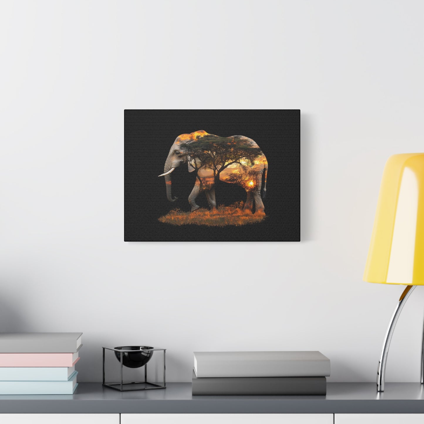 Elephant Tree Matte Canvas Art, Nature Wall Decor, Wildlife Home Decoration, Gift for Animal Lovers, Boho Living Room Accent
