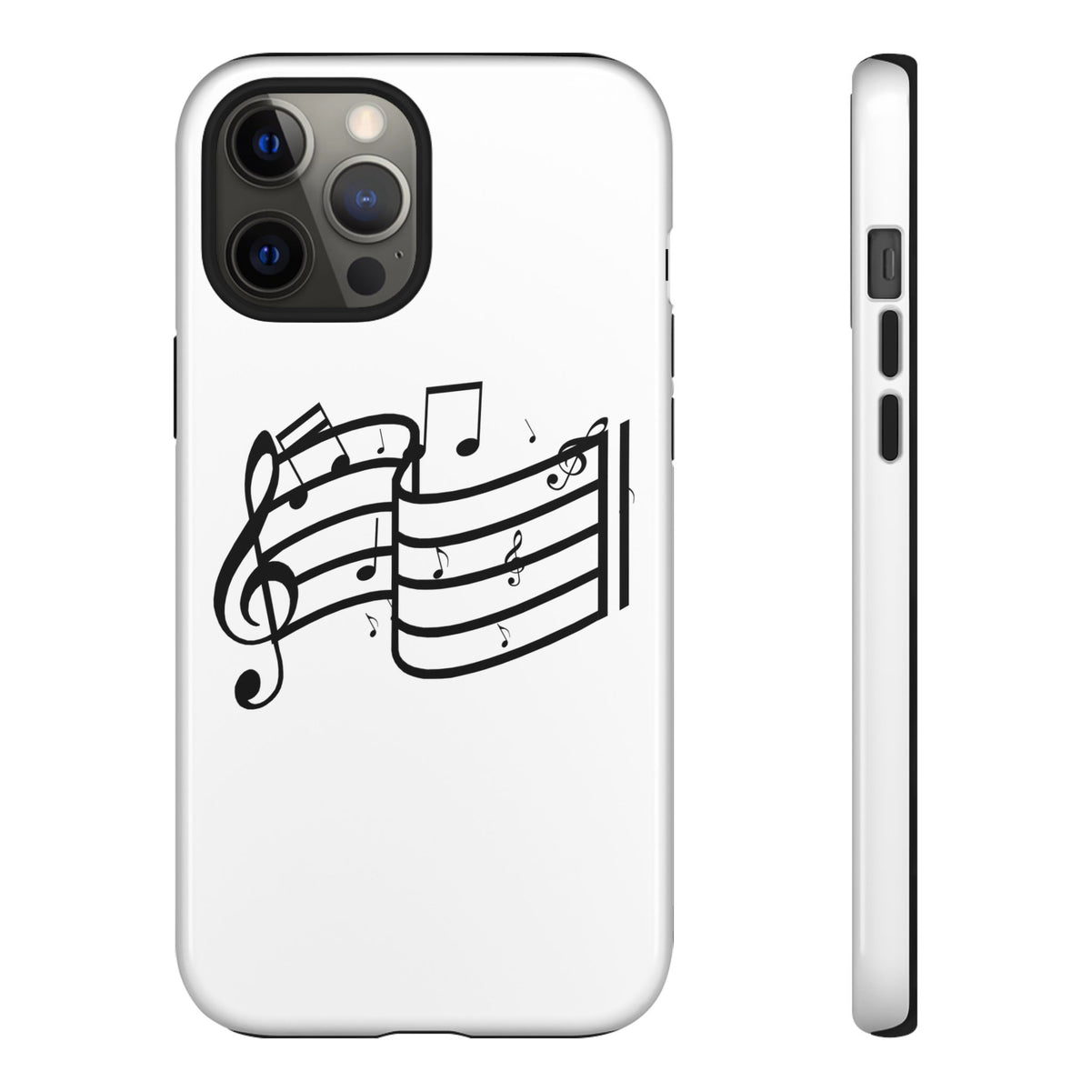 Musical Notes Phone Case — Black Treble Clef Music Staff Tough Case