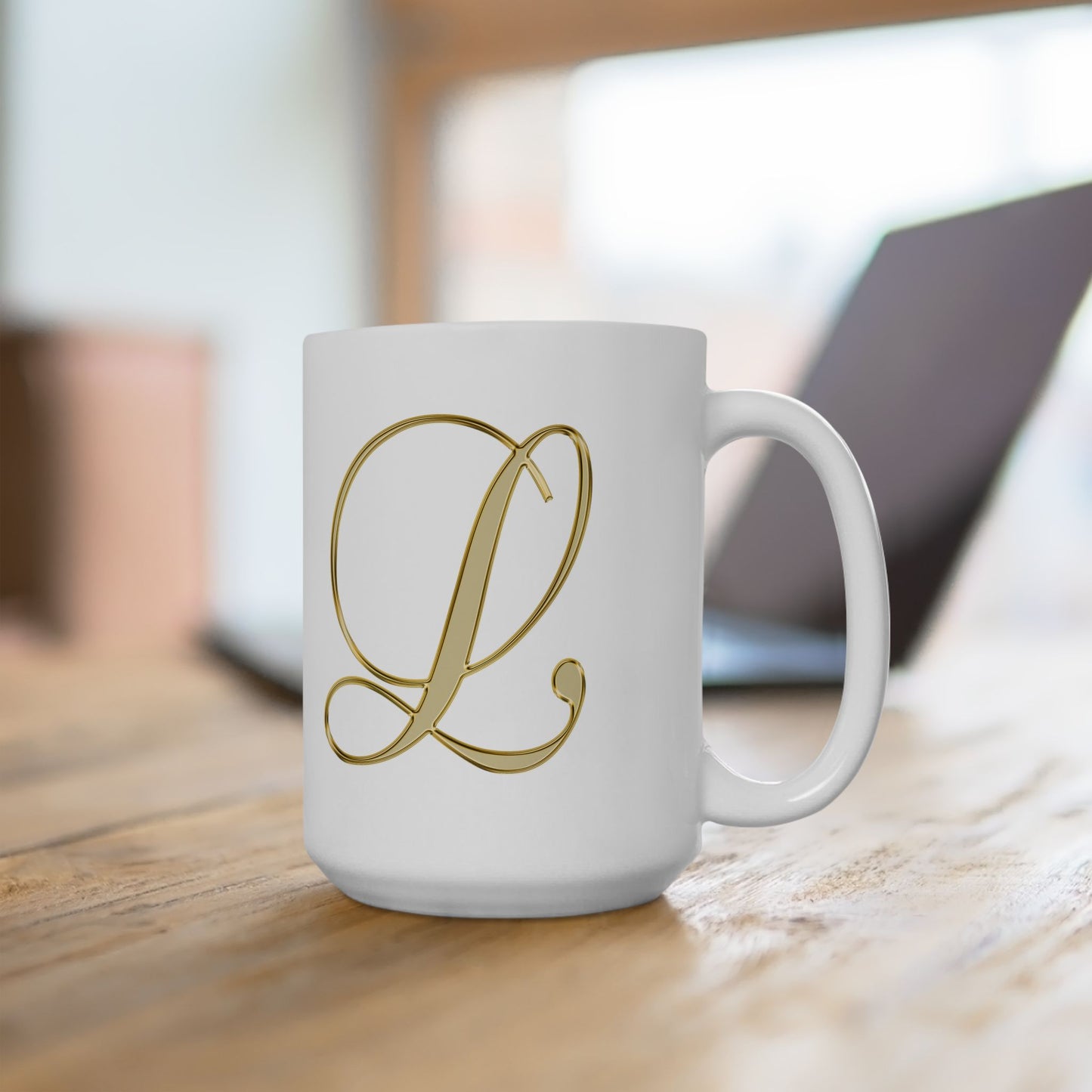Gold Script Love Ceramic Mug — Elegant Valentine's Day Coffee Cup (11oz, 15oz)
