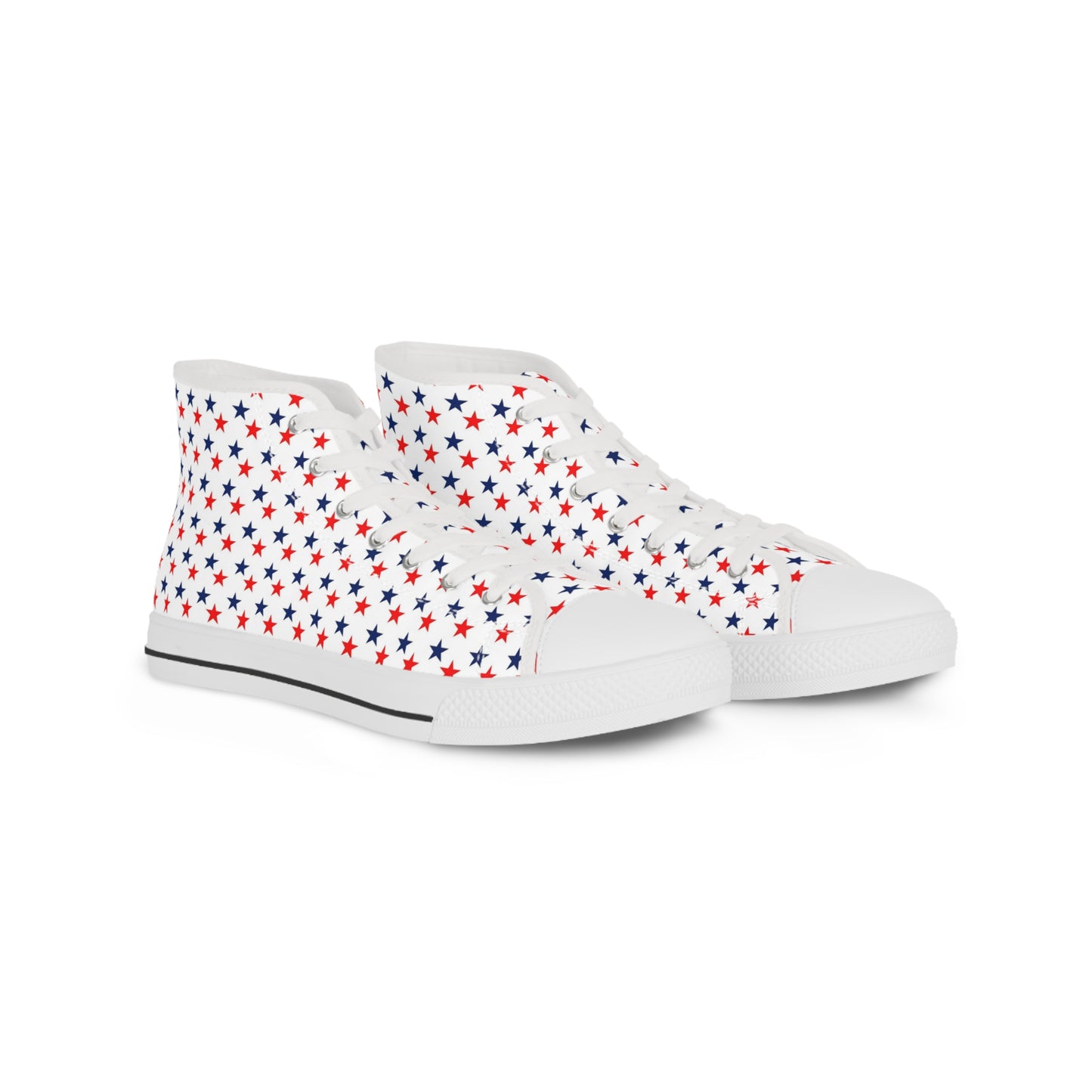 Patriotic Star-Printed High Top Sneakers for Men, Trendy Canvas Sneakers, Casual Footwear, Summer Style, 4th of July Shoes, Gift for Him