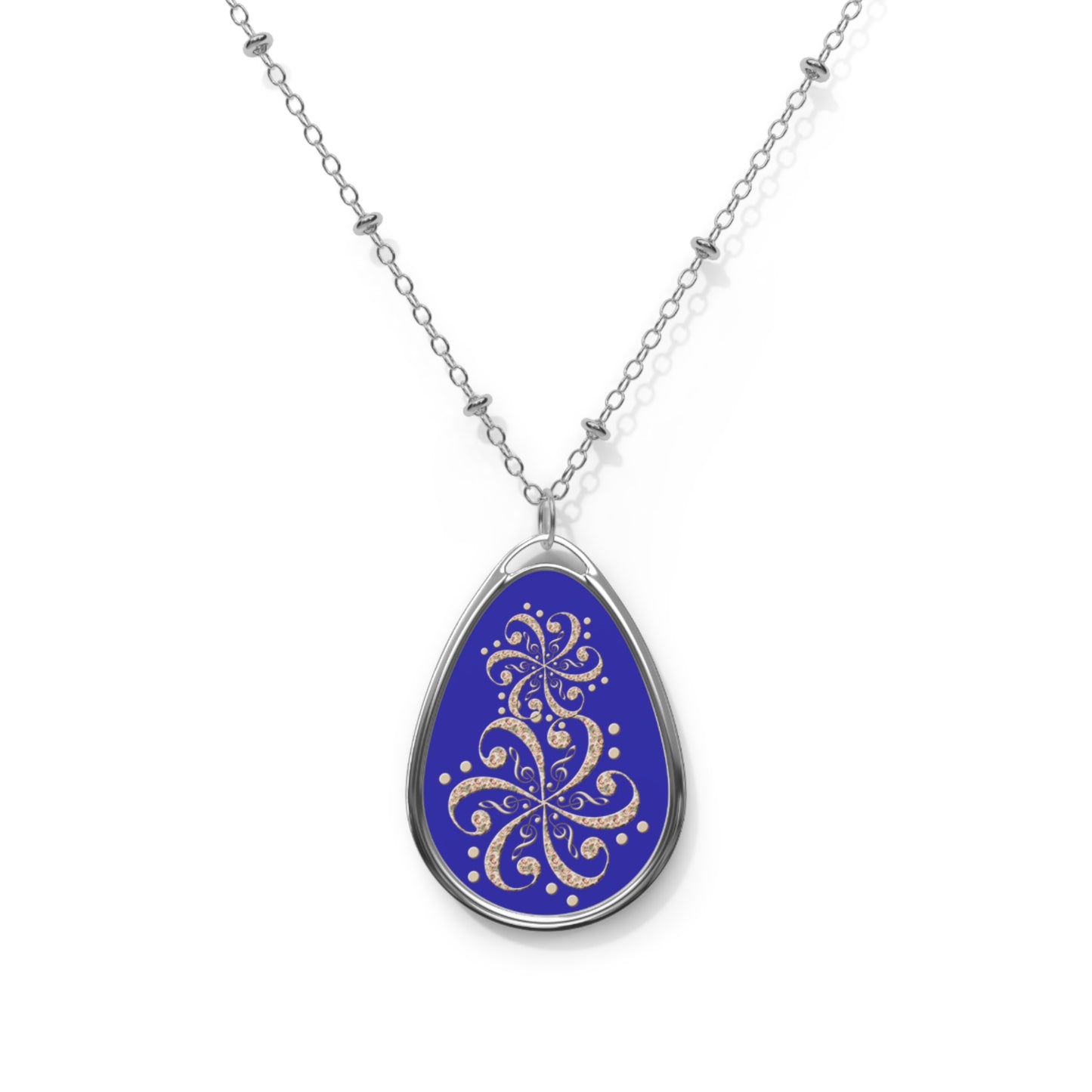 Elegant Oval Necklace with Floral Design, Boho Jewelry, Statement Piece, Gift for Her, Birthdays, Festivals, Special Occasions