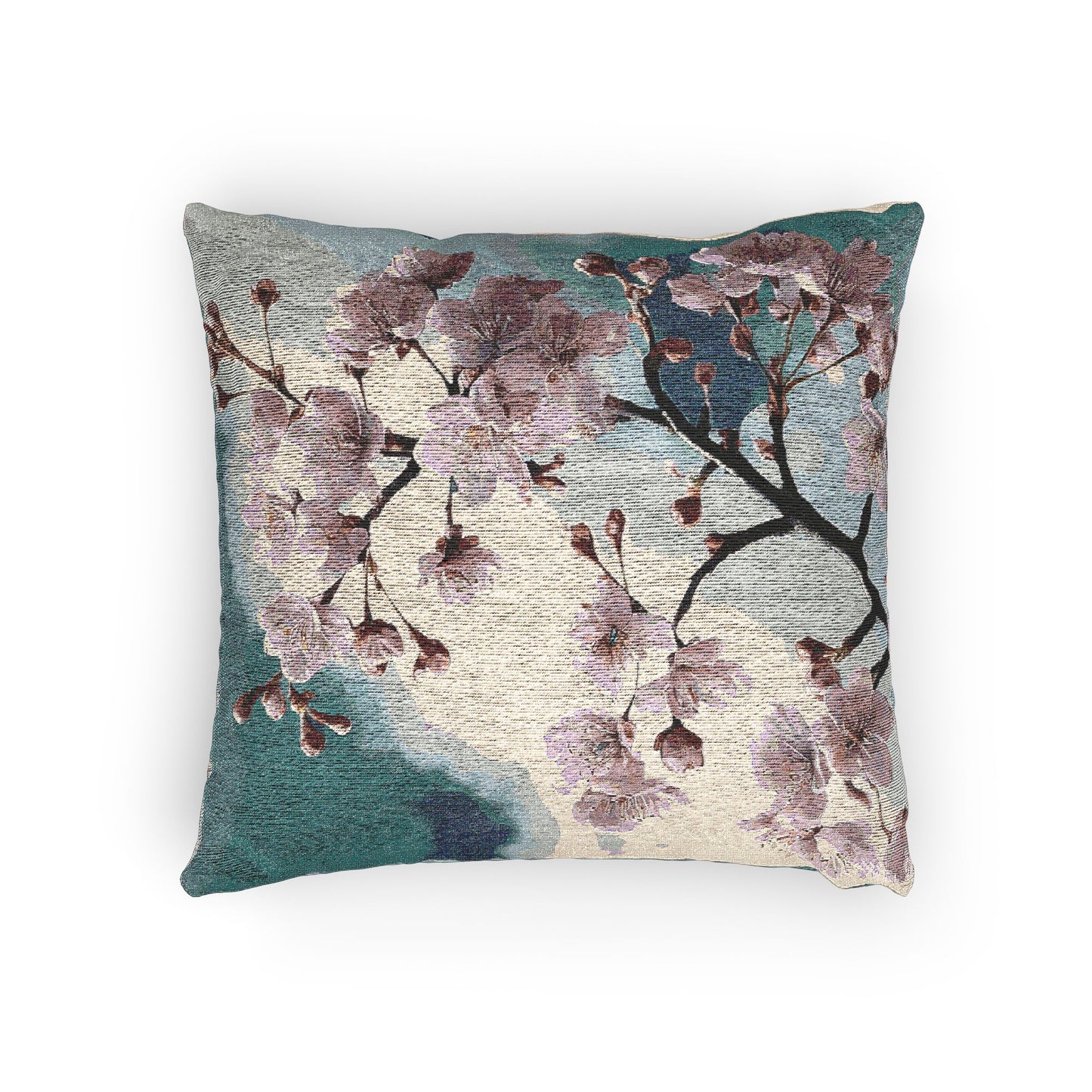 Botanical Woven Pillow, Floral Throw Pillow, Cozy Home Decor