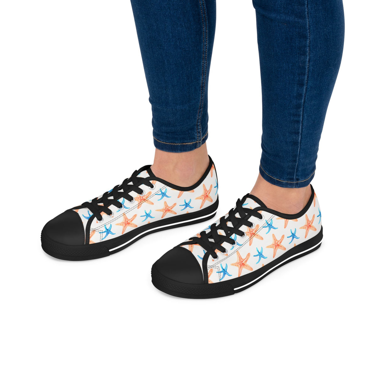 Starfish Print Sneakers — Beachy Low-Top Canvas Shoes