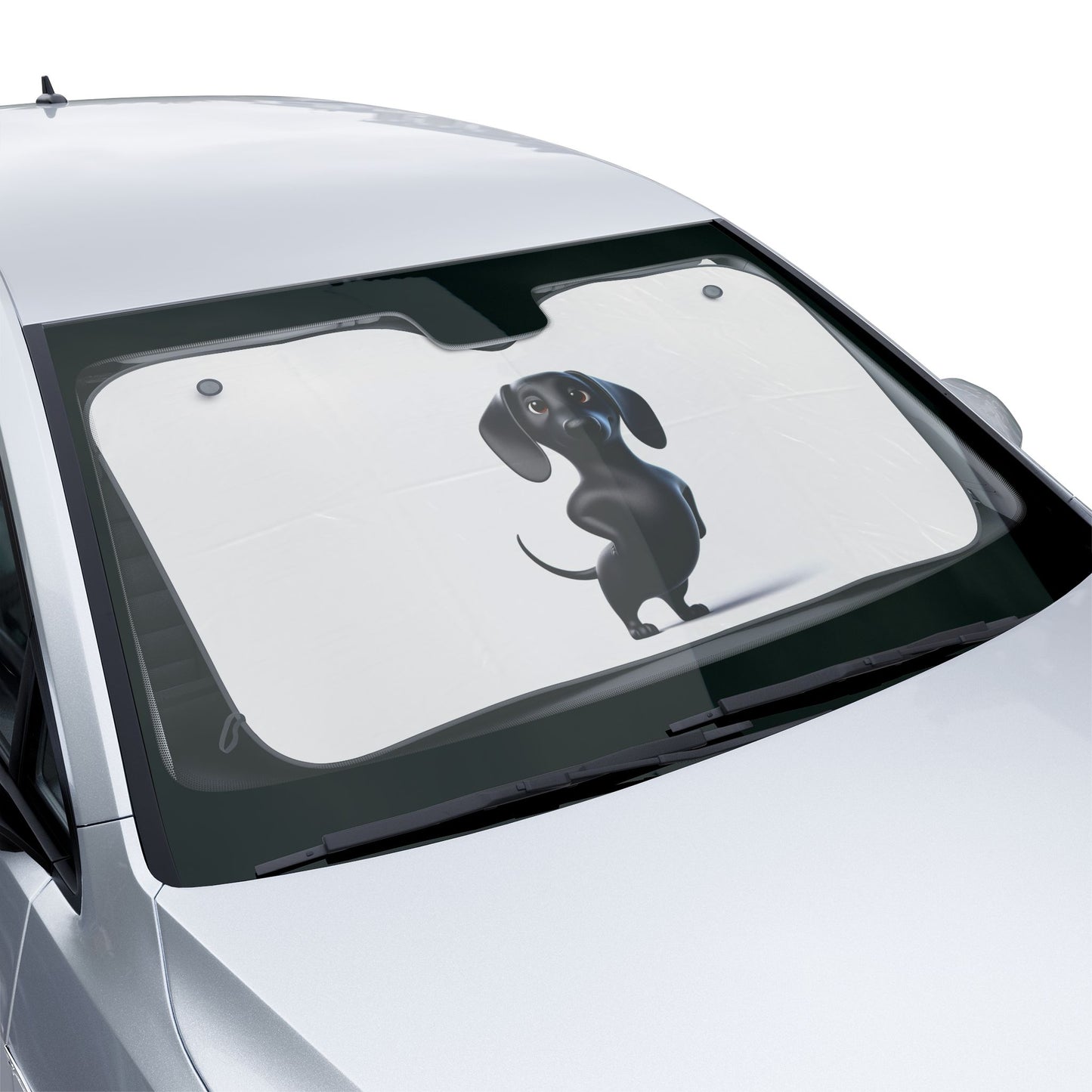 Dachshund Car Sun Shade – Cute Black Wiener Dog Windshield Protector