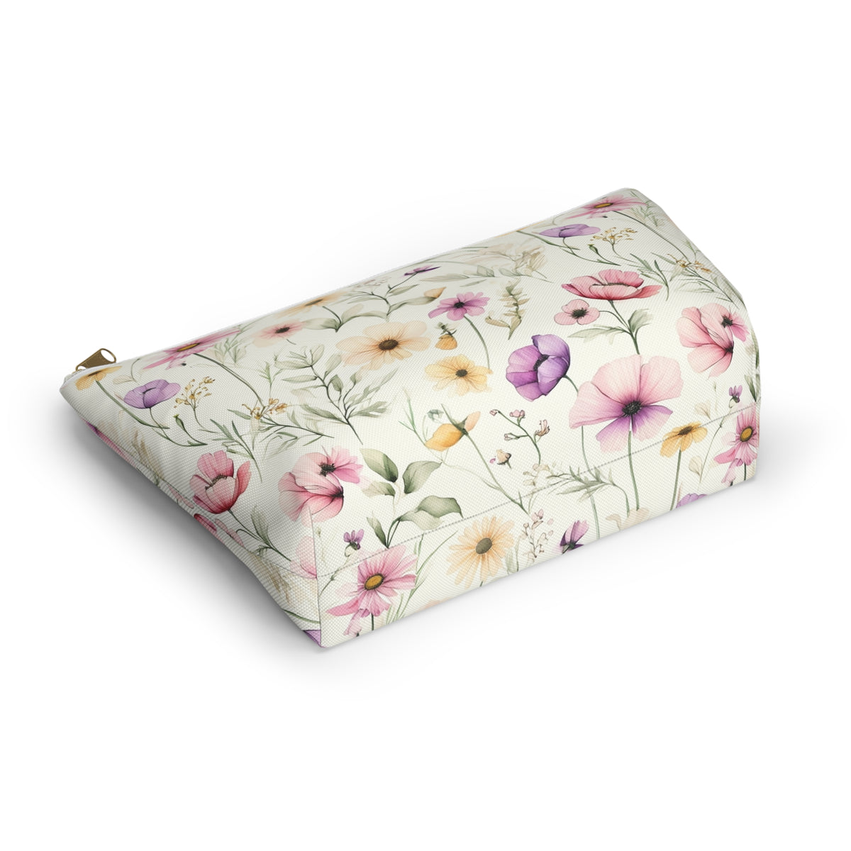 Floral Spring Makeup Pouch — Watercolor Wildflower Accessory Bag