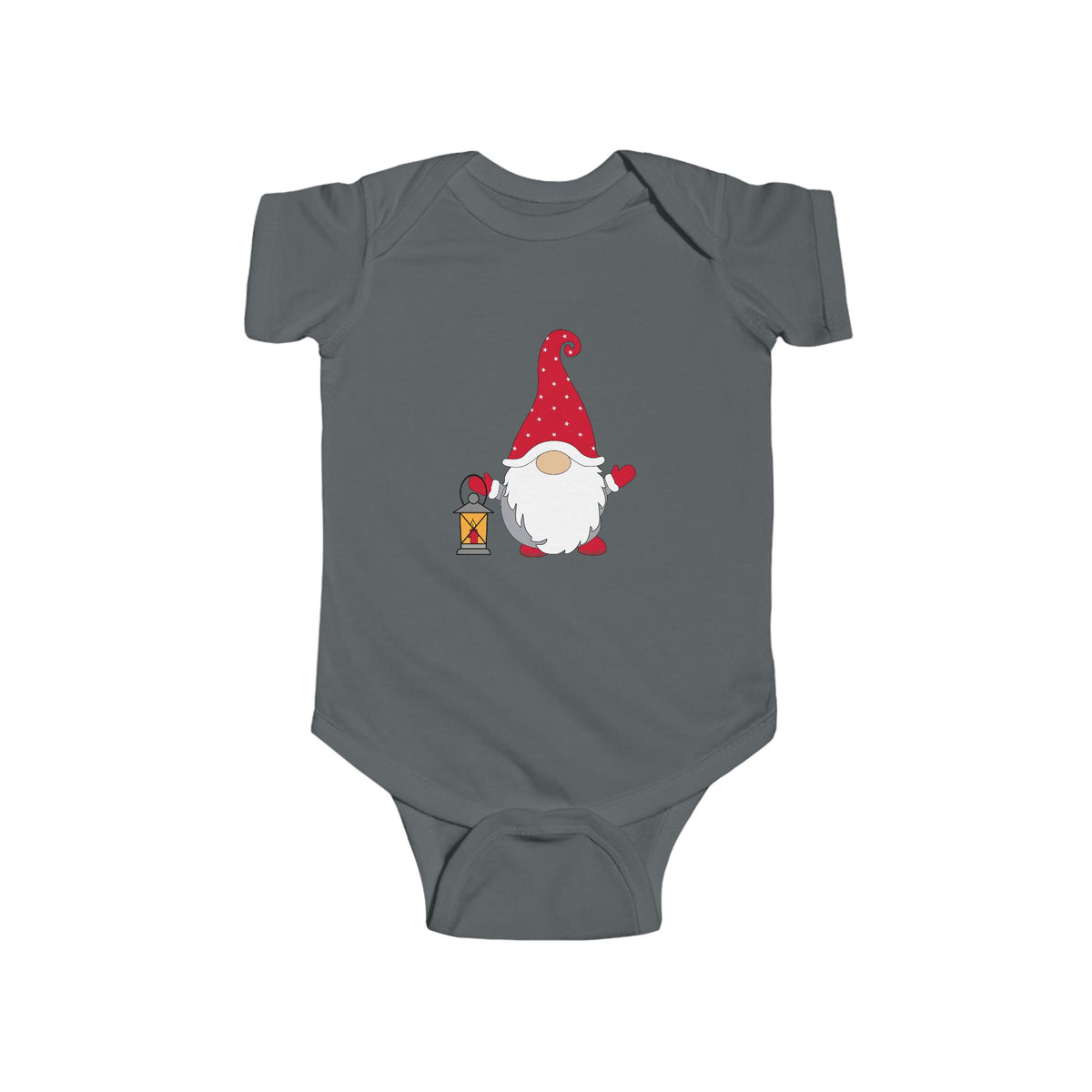 Christmas Gnome Baby Bodysuit - Holiday Infant One-Piece with Lantern & Hearts