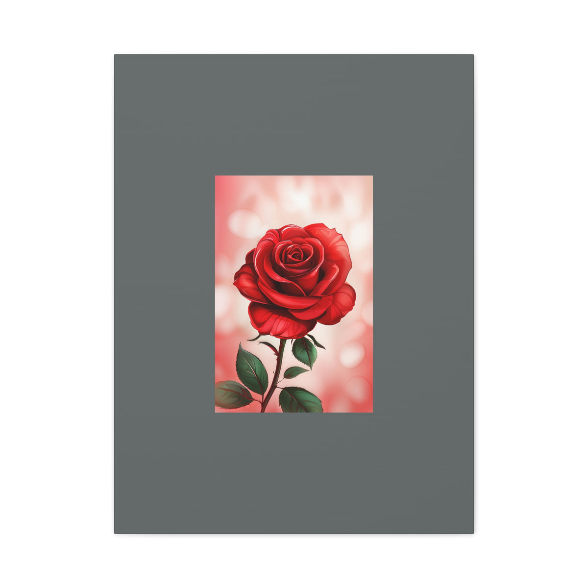 Red Rose Vertical Matte Canvas Print — Romantic Floral Wall Art