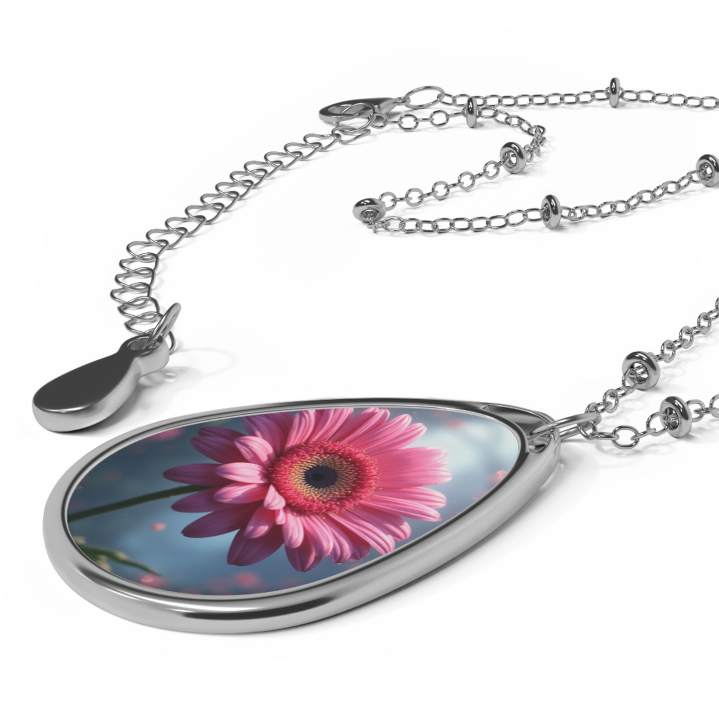 Floral Oval Necklace - Delicate Botanical Jewelry, Nature-Inspired Gift, Spring Accessory, Mother's Day Present, Birthday Jewelry