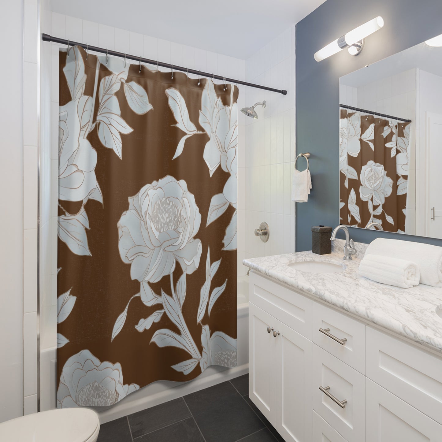 Elegant Floral Shower CurtainChic Bathroom Decor