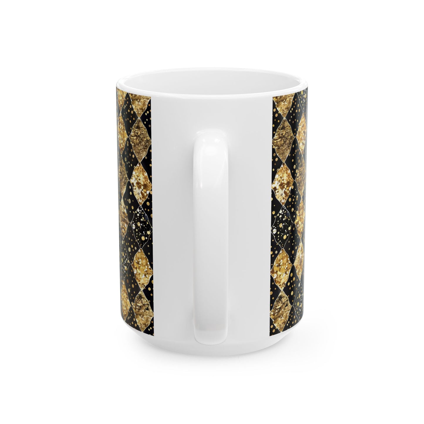 Elegant Gold and Black Harlequin Ceramic Mug