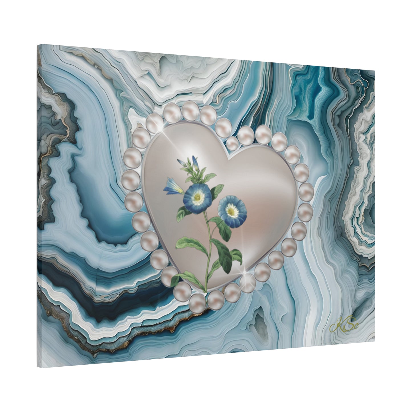 Elegant Floral Heart Canvas Wall Art, Modern Home Decor, Gift for Her