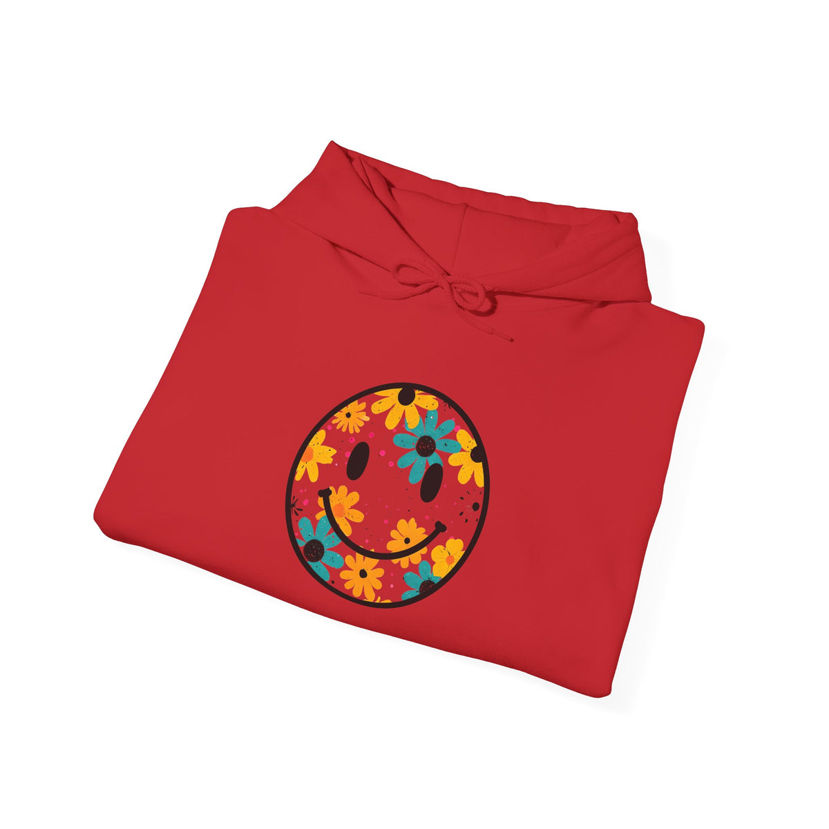 Floral Smiley Hoodie — Retro Daisy Smile Graphic Hoodie