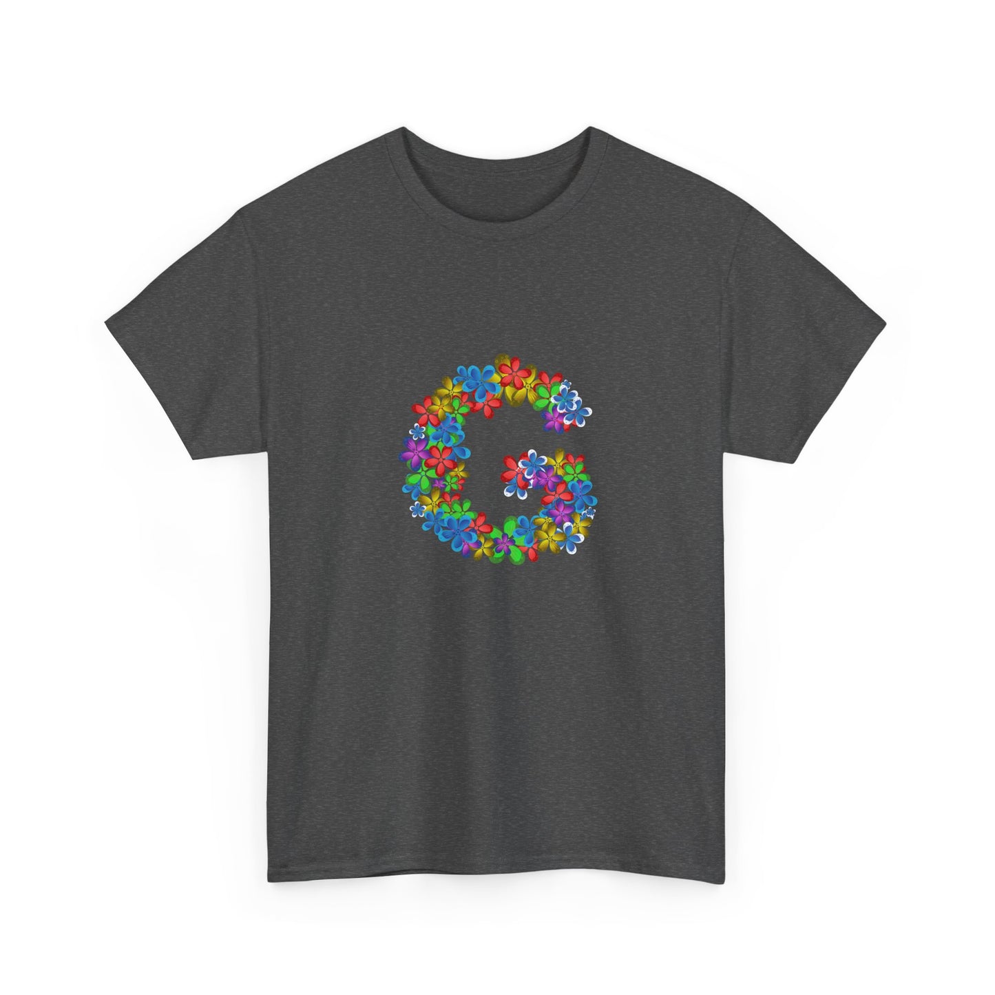Floral Initial Unisex Tee - Personalized Gift, Casual Summer Wear, Birthday Present, Eco-Friendly Tee, Customizable Clothing