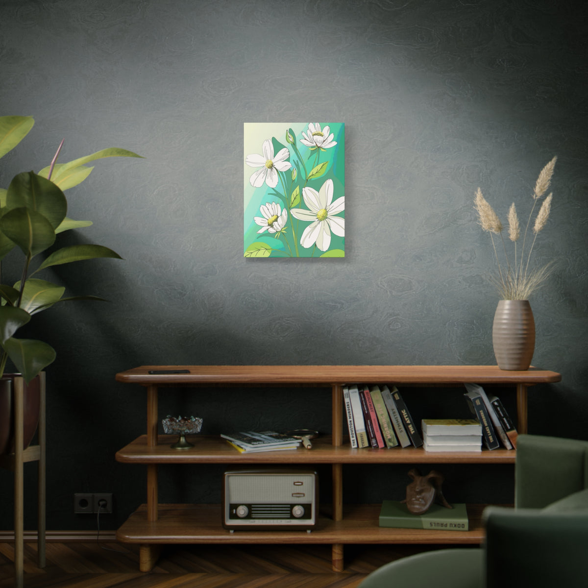 Matte Canvas, Stretched, 1.25" White Flowers