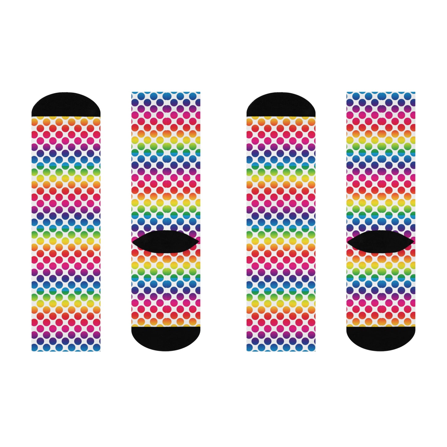 Vibrant Patterned Crew Socks, Fun Gift for Kids & Adults, Rainbow Polka Dot Socks, Cozy & Comfortable Footwear, Perfect for Everyday Wear