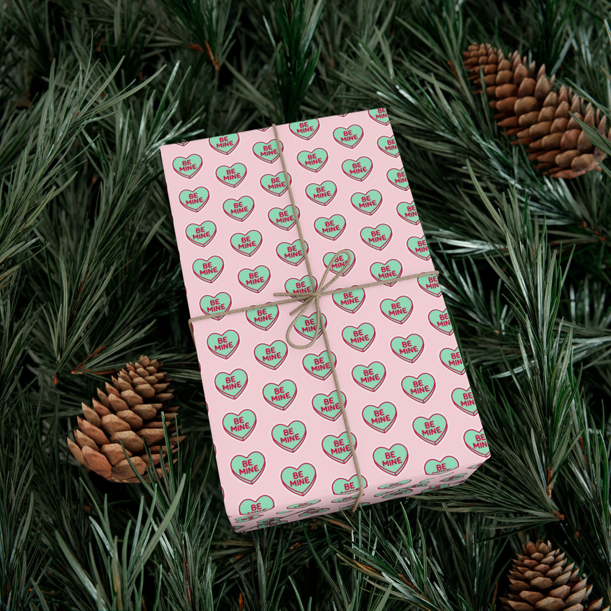 Valentine 'Be Mine' Heart Gift Wrap Paper – Pink Romantic Wrapping Sheets