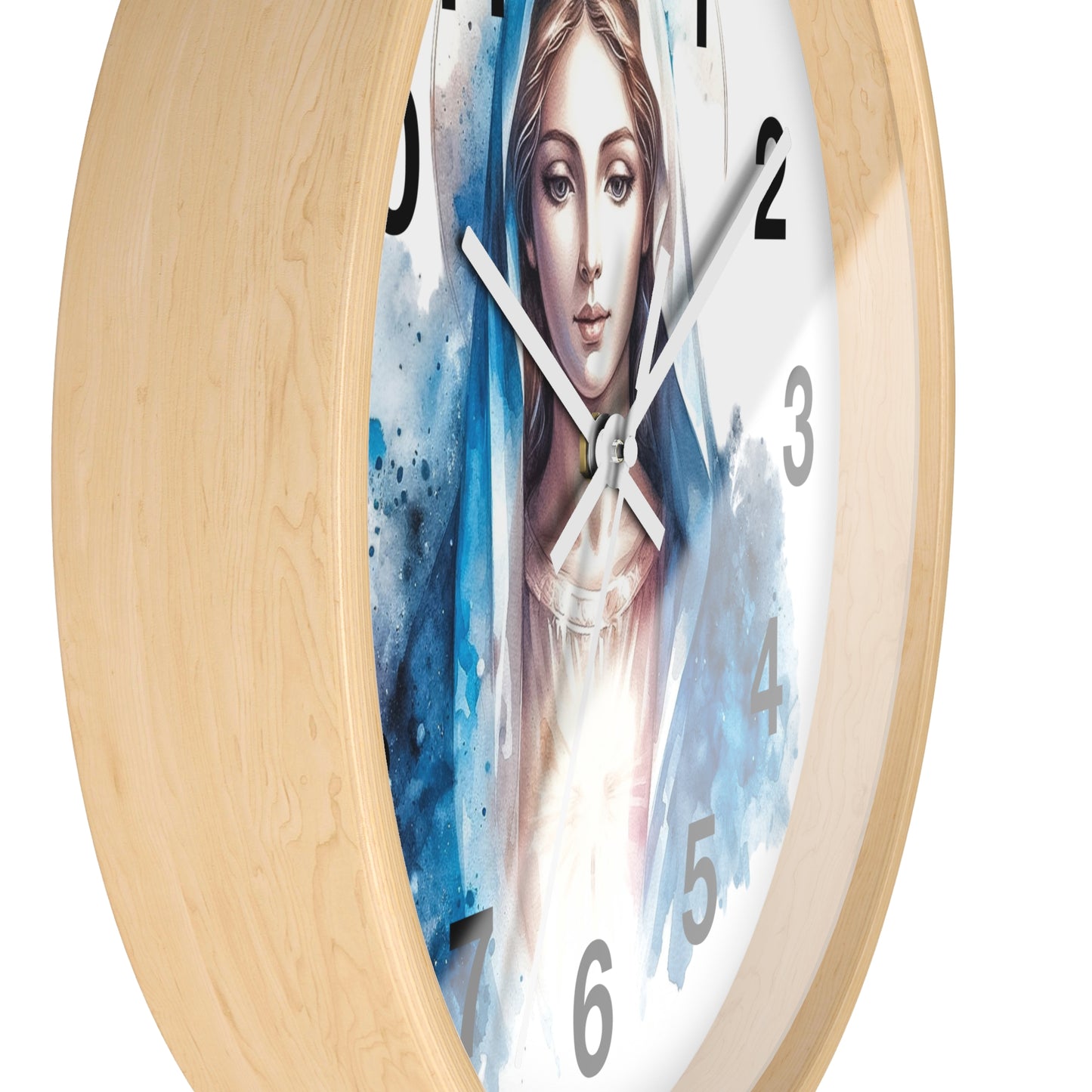 Serene Virgin Mary Wall Clock - Spiritual Home Decor, Religious Gift, Timeless Artistic Piece, Faith-Based Office Accessory