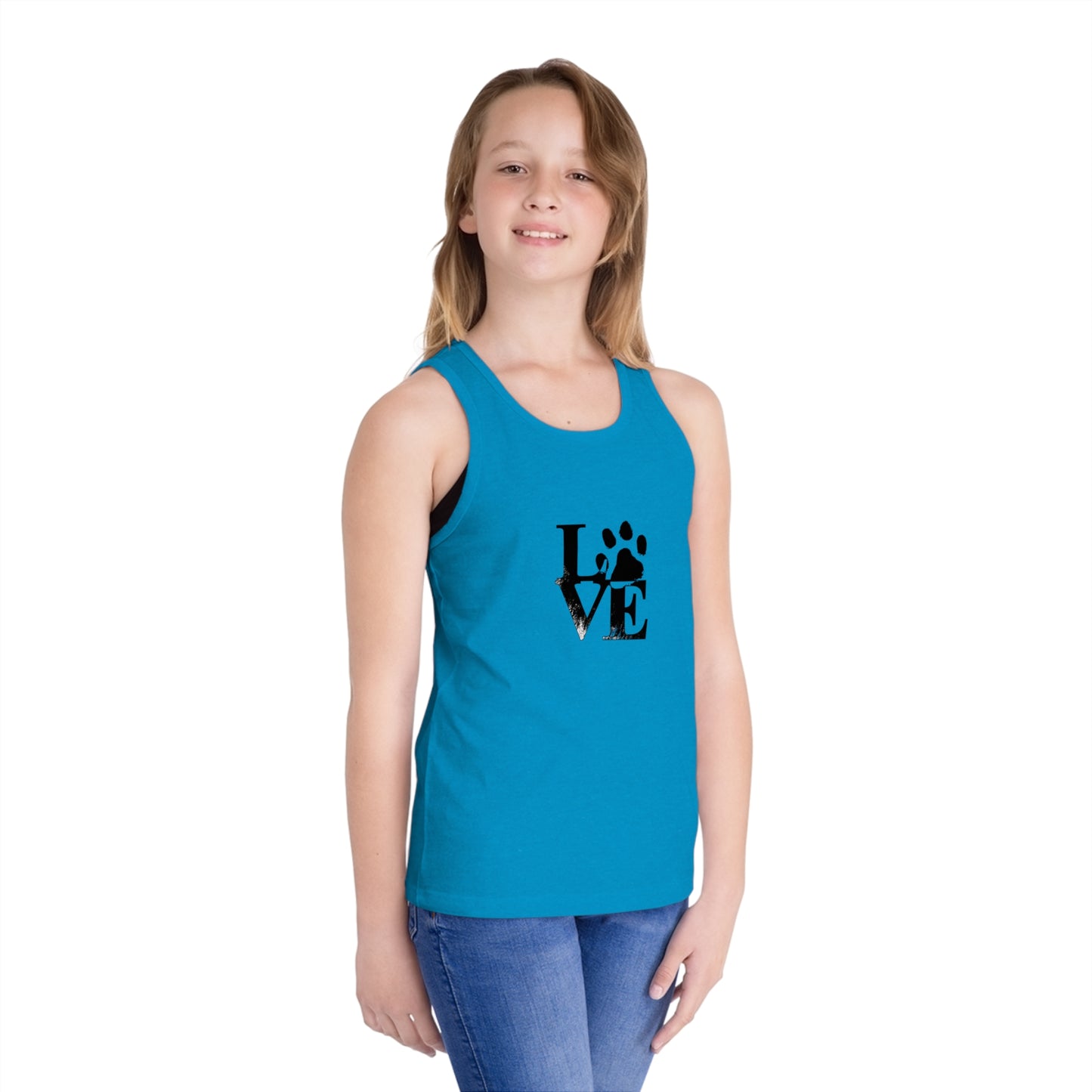 Love Paw Print Kid's Jersey Tank Top | Pet Lover's Gift, Cute Dog Shirt, Summer Outfit, Youth Tank Top, Animal Lover Apparel