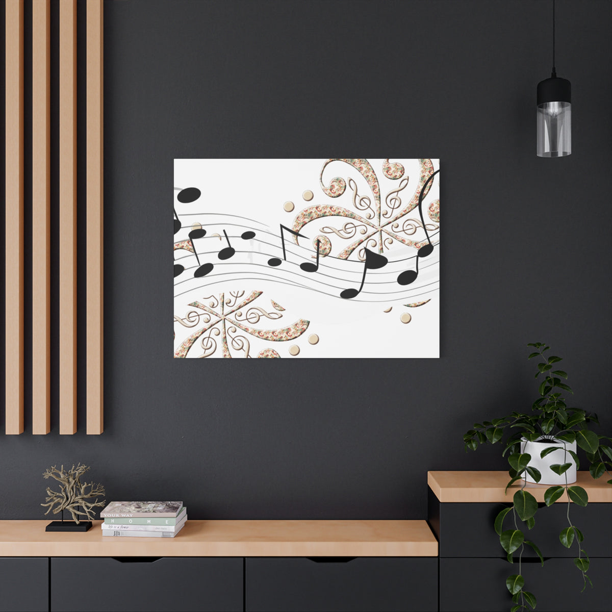 Musical Note Canvas Art, Floral Decor for Home, Music Lover Gift, Wall Art for Musicians, Unique Gift Idea