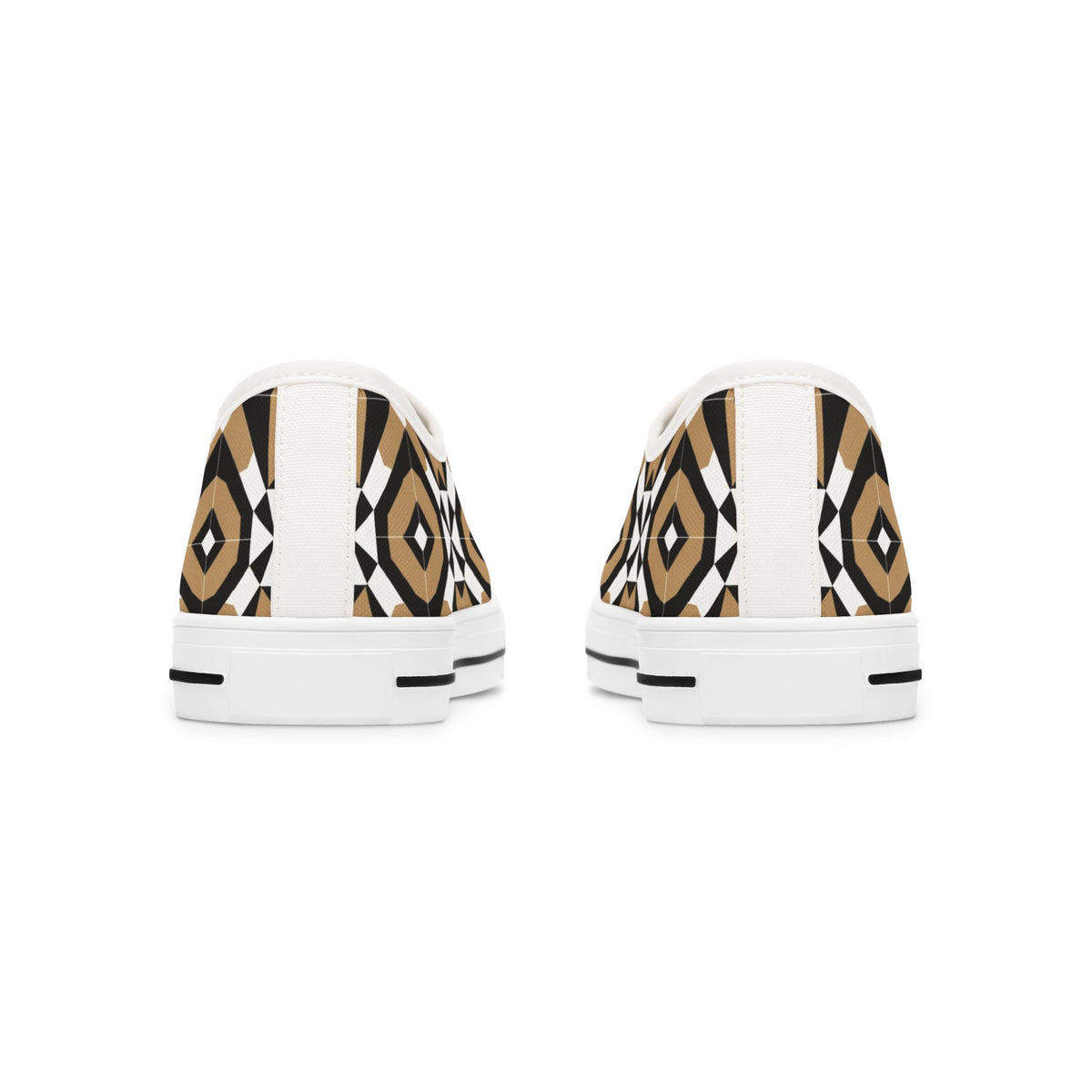Low Top Sneakers — Geometric Tan & Black Aztec Pattern