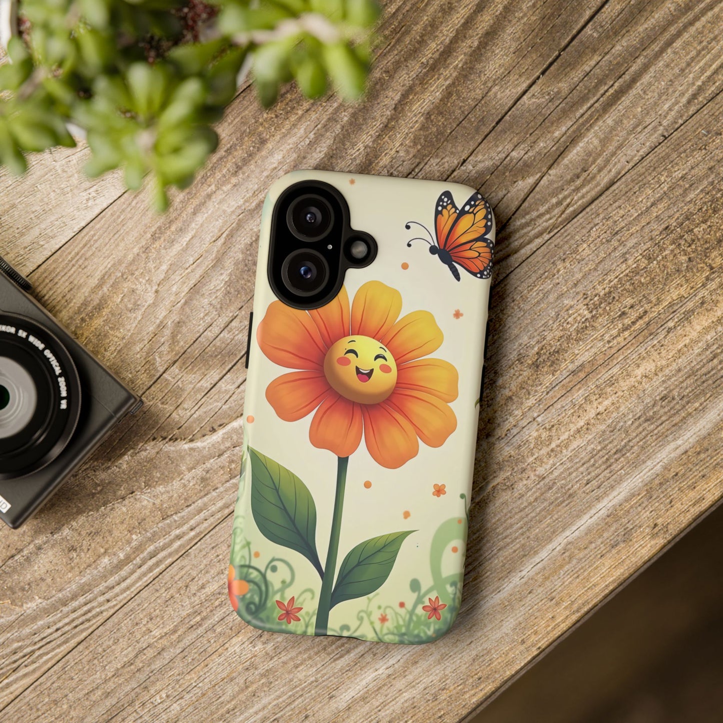 Floral Phone Case with Butterfly Design, Cute Flower Phone Cover for Nature Lovers, Eco-Friendly Gift, Spring Vibes, Birthday Present