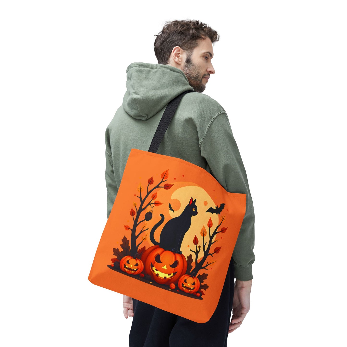Halloween Cat Tote Bag | Spooky Halloween Accessory, Trick or Treat, Gift for Cat Lovers, Fall Fashion Must-Have, Pumpkin Decor