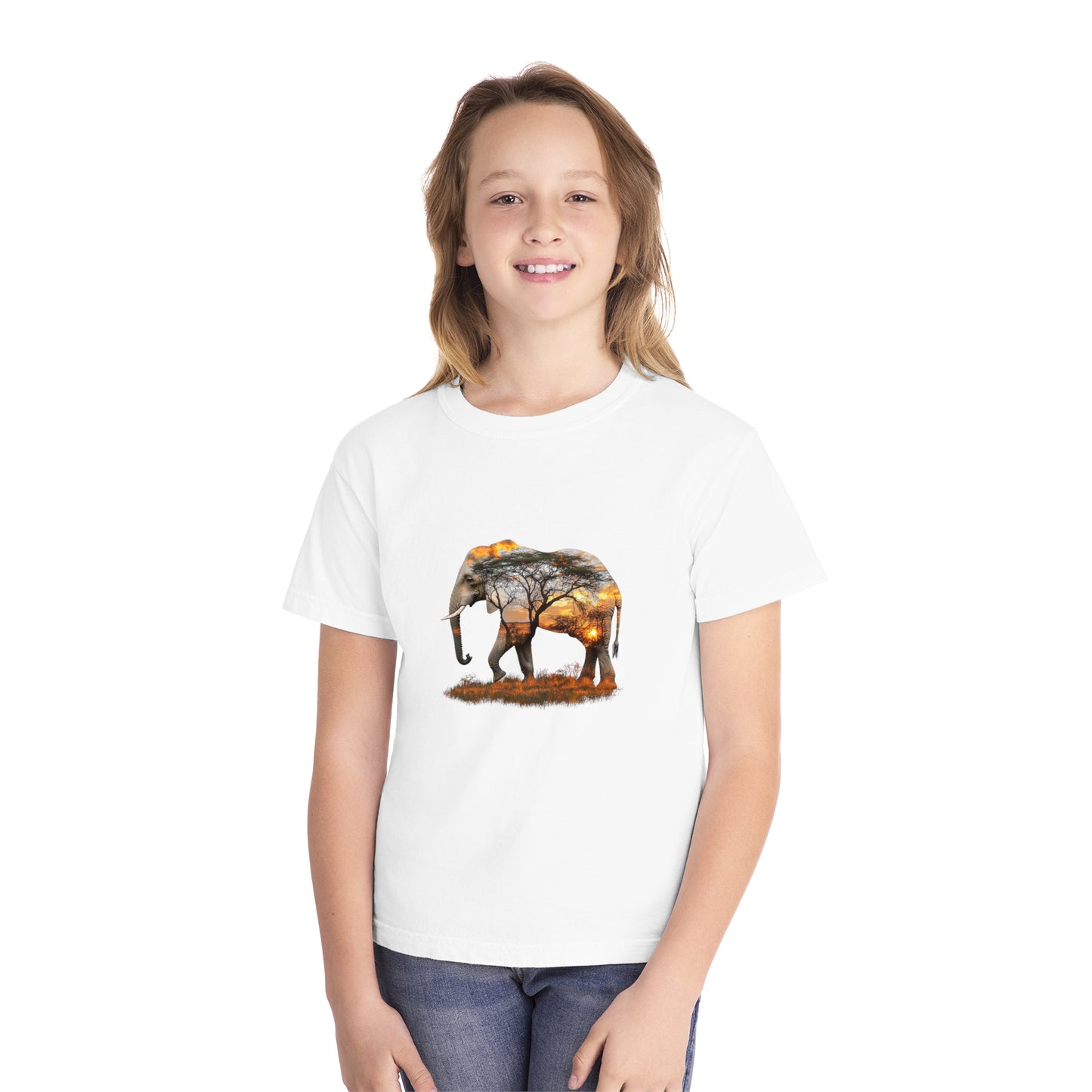 Elephant Silhouette Youth Tee | Nature Lover Shirt, Kids Wildlife Gift, Eco-Friendly Apparel, Safari Theme Tee, Adventure Clothing