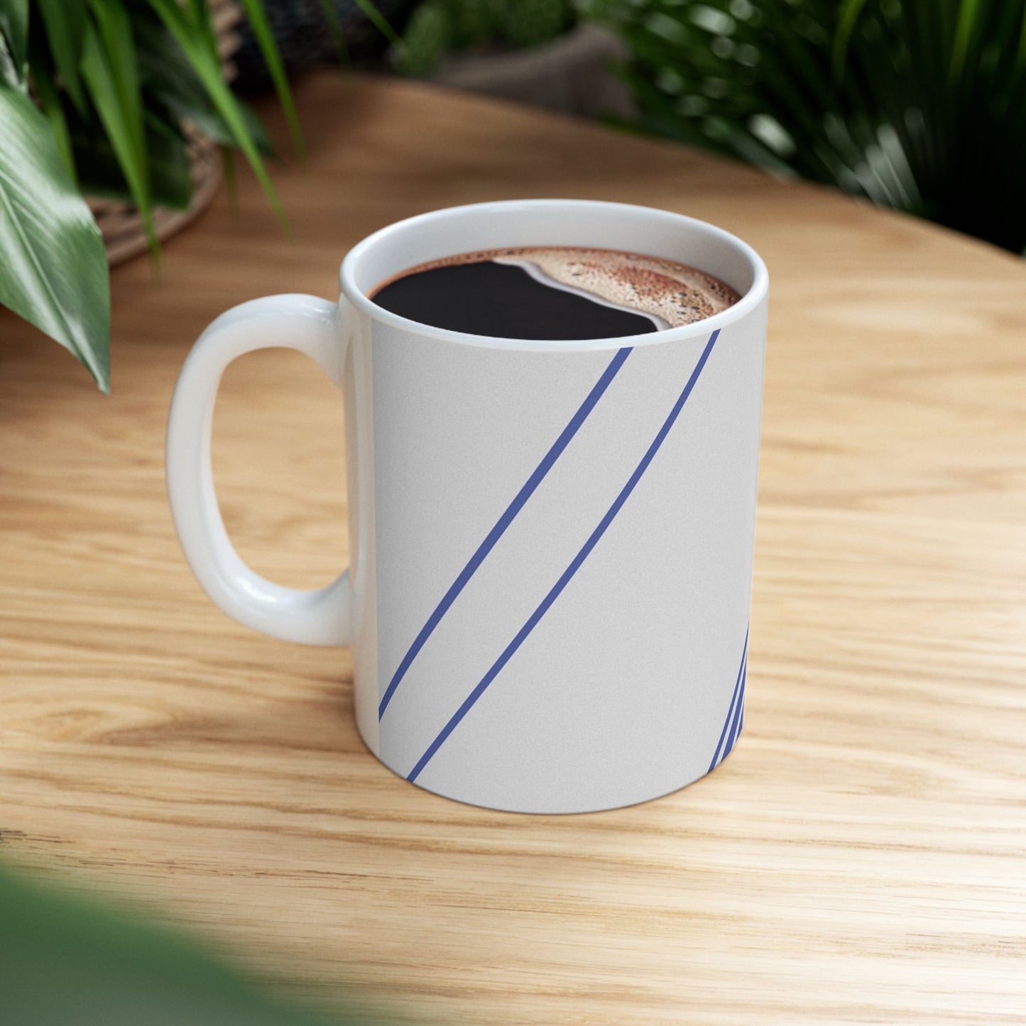 Elegant Blue Stripe Ceramic Mug | Coffee Cup, Tea Mug, Gift for Him/Her, Modern Kitchen Decor, Minimalist Design