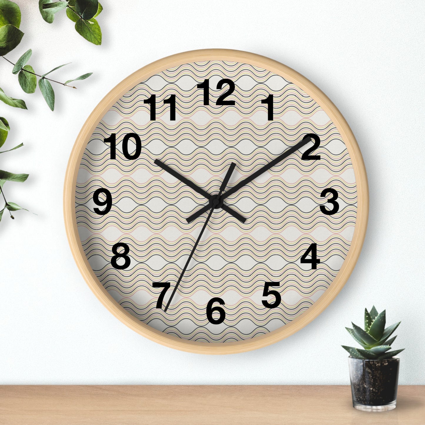 Modern Wave Pattern Wall Clock, Home Decor, Unique Gift, Coastal Vibes, Timepiece, Minimalist Design, Office Decor