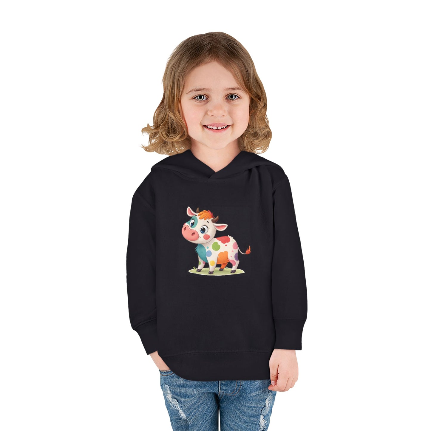 Cute Cow Toddler Pullover Fleece Hoodie, Kids' Hoodie, Animal Hoodie, Cozy Kids Apparel, Fun Gifts for Toddlers, Birthday Gift