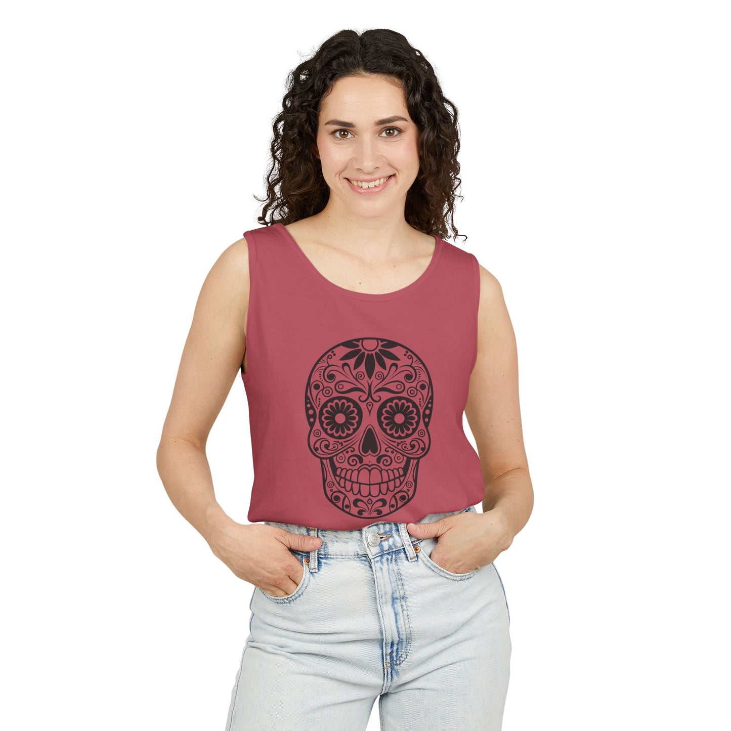 Skull Design Tank Top - Unisex, Cotton Muscle Tee for Festivals