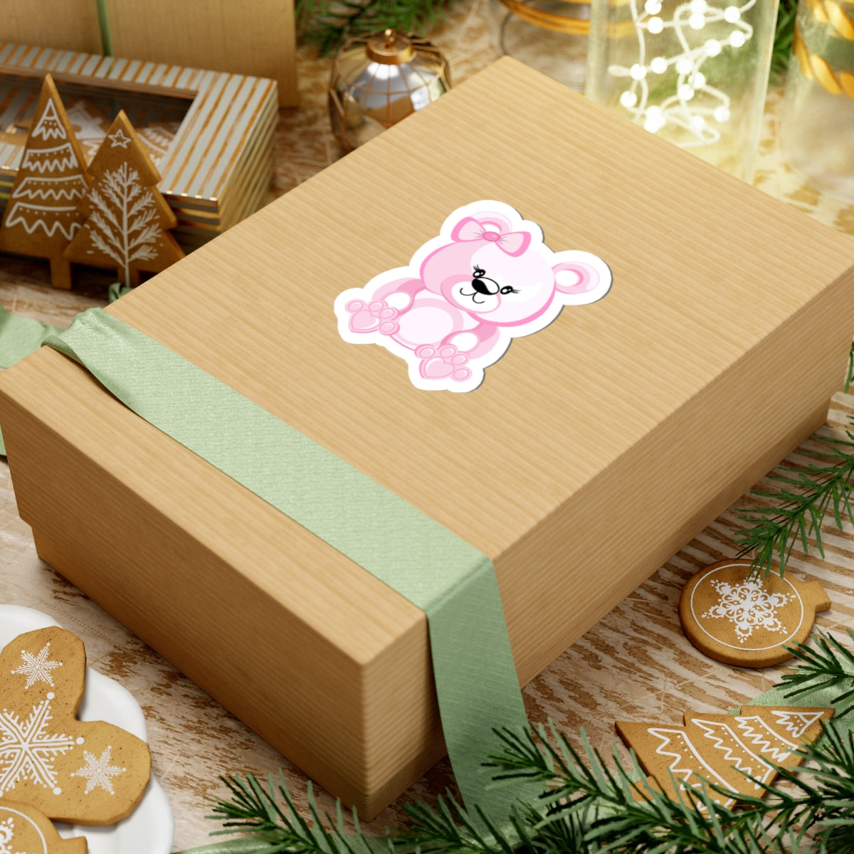 Cute Pink Bear Stickers, Kawaii Stickers, Scrapbooking Supplies, Laptop Decals, Kids Room Decor, Gift for Her