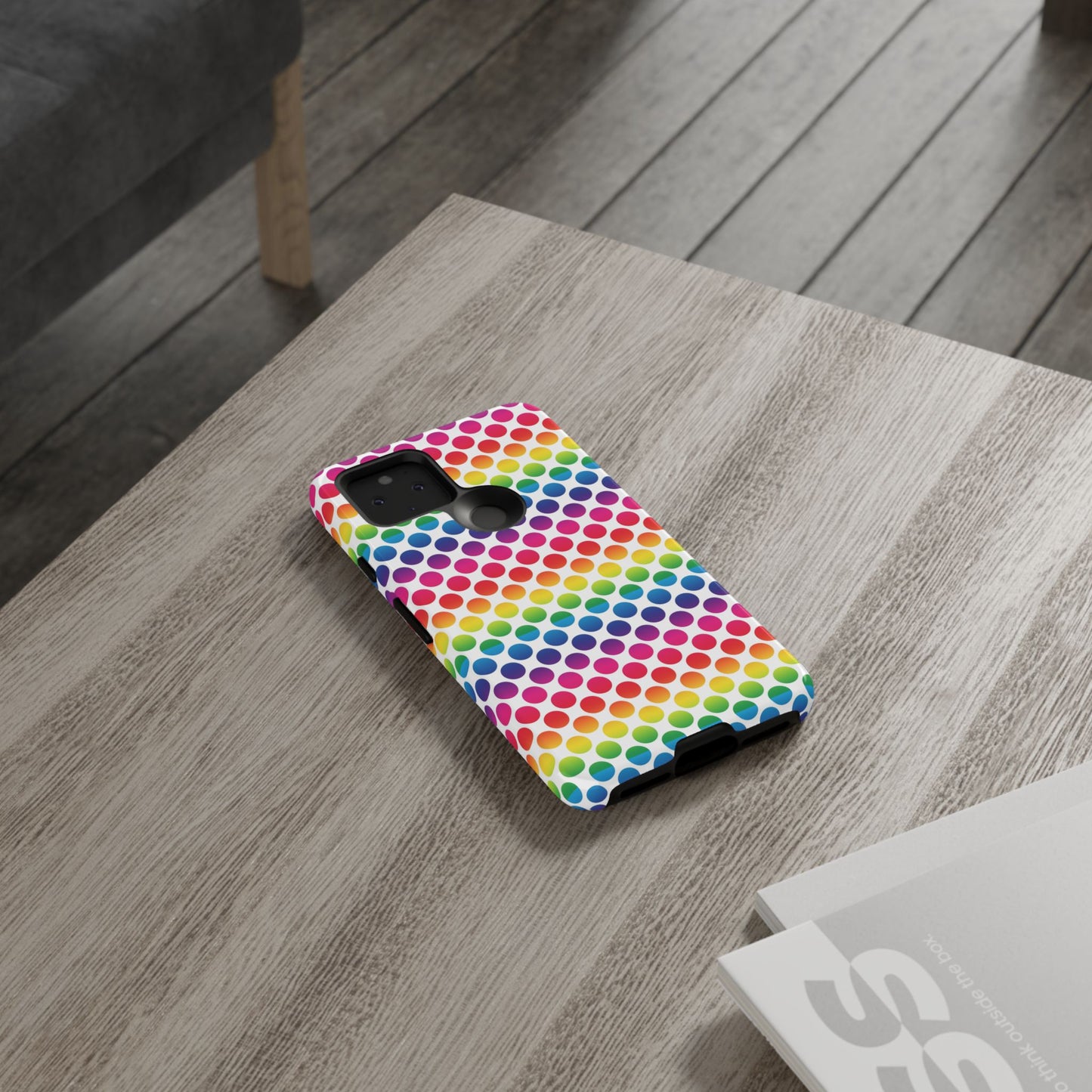 Rainbow Dot Phone Case, Colorful Phone Cover, Fun Phone Accessory, Gift for Friends, Trendy Mobile Case