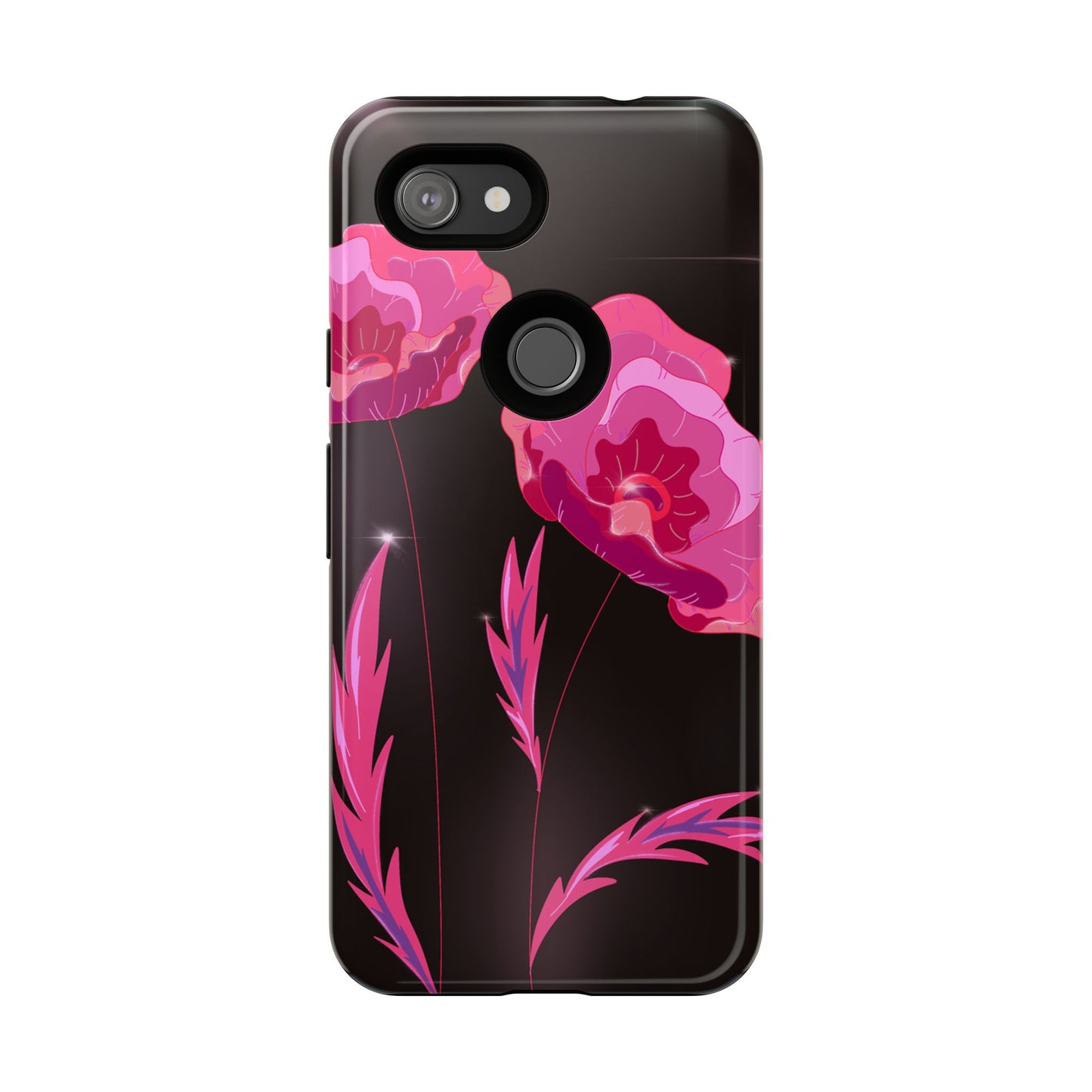 Floral iPhone Case | Tough Cases with Pink Poppy Design, Elegant Flower Phone Cover, Gift for Her, Spring Accessories, Chic Tech