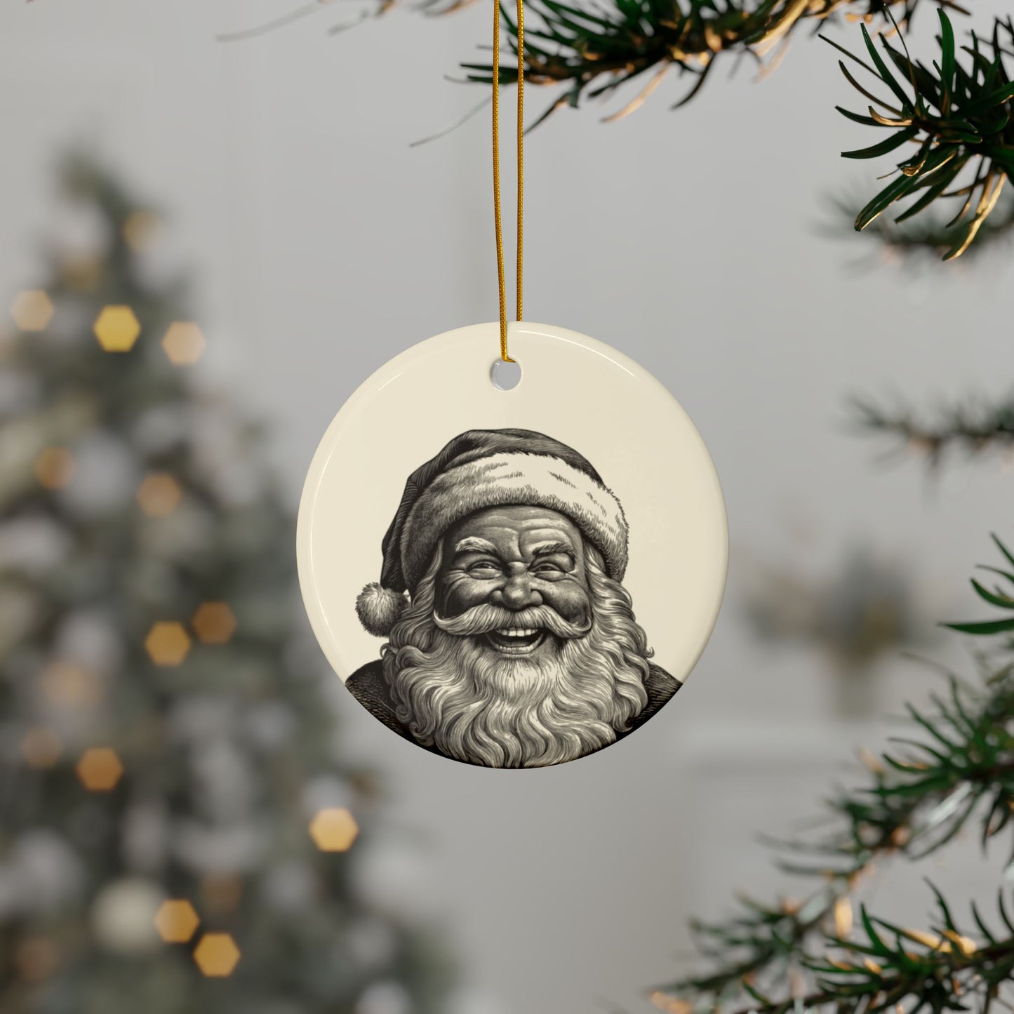 Festive Ceramic Ornaments, 2-Sided Print for Christmas Decor, Personalized Holiday Gifts, Winter Decorations, Santa Claus Ornaments