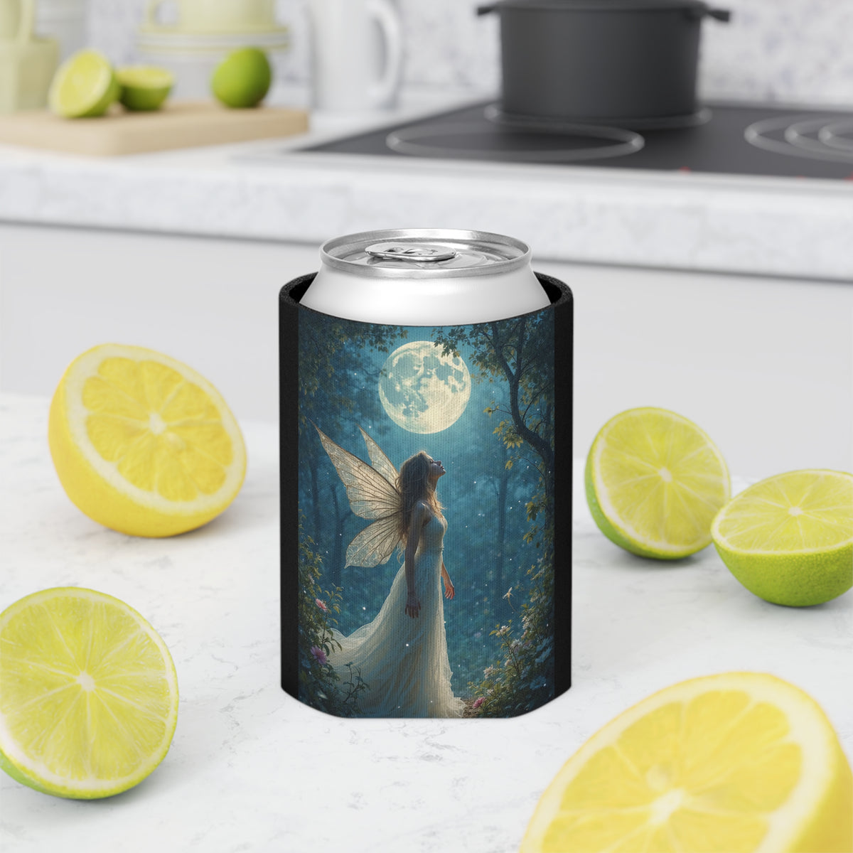 Fairy Moon Can Cooler | Enchanting Beverage Sleeve for Parties, Festivals, Outdoor Events, Gifts, Fairy Lovers