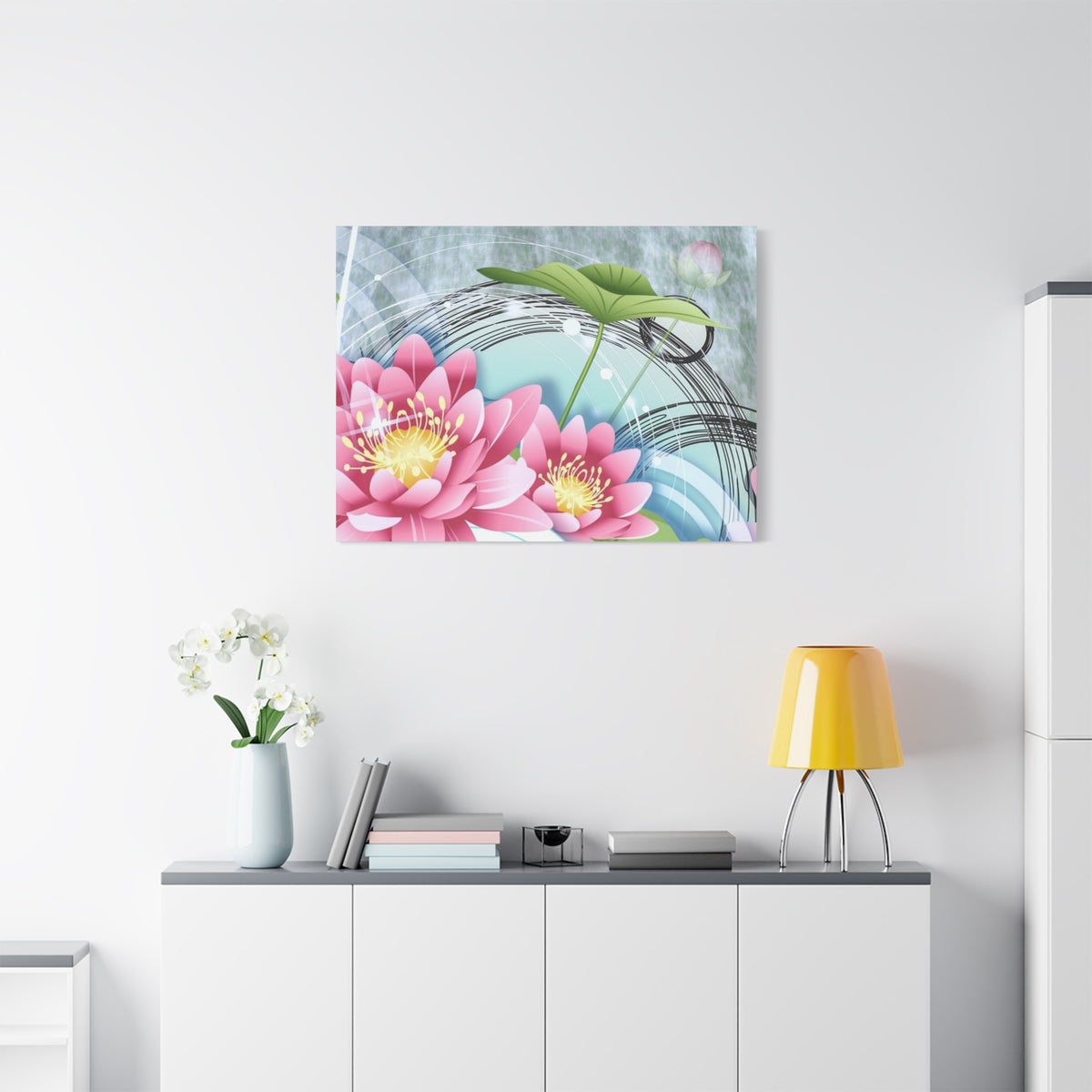 Lotus Blossom Matte Canvas Wall Art — Stretched 1.25" Decorative Print