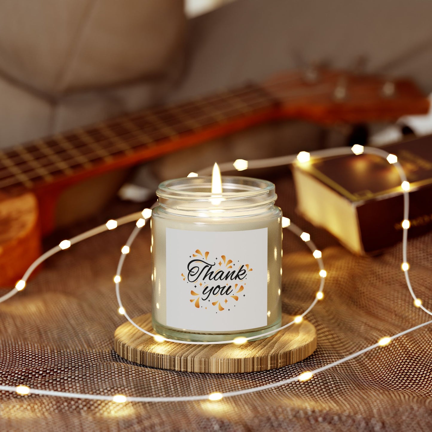 Thank You Scented Candle - Coconut Apricot Wax Gift, Birthday Present, Relaxation, Home Decor, Aromatherapy